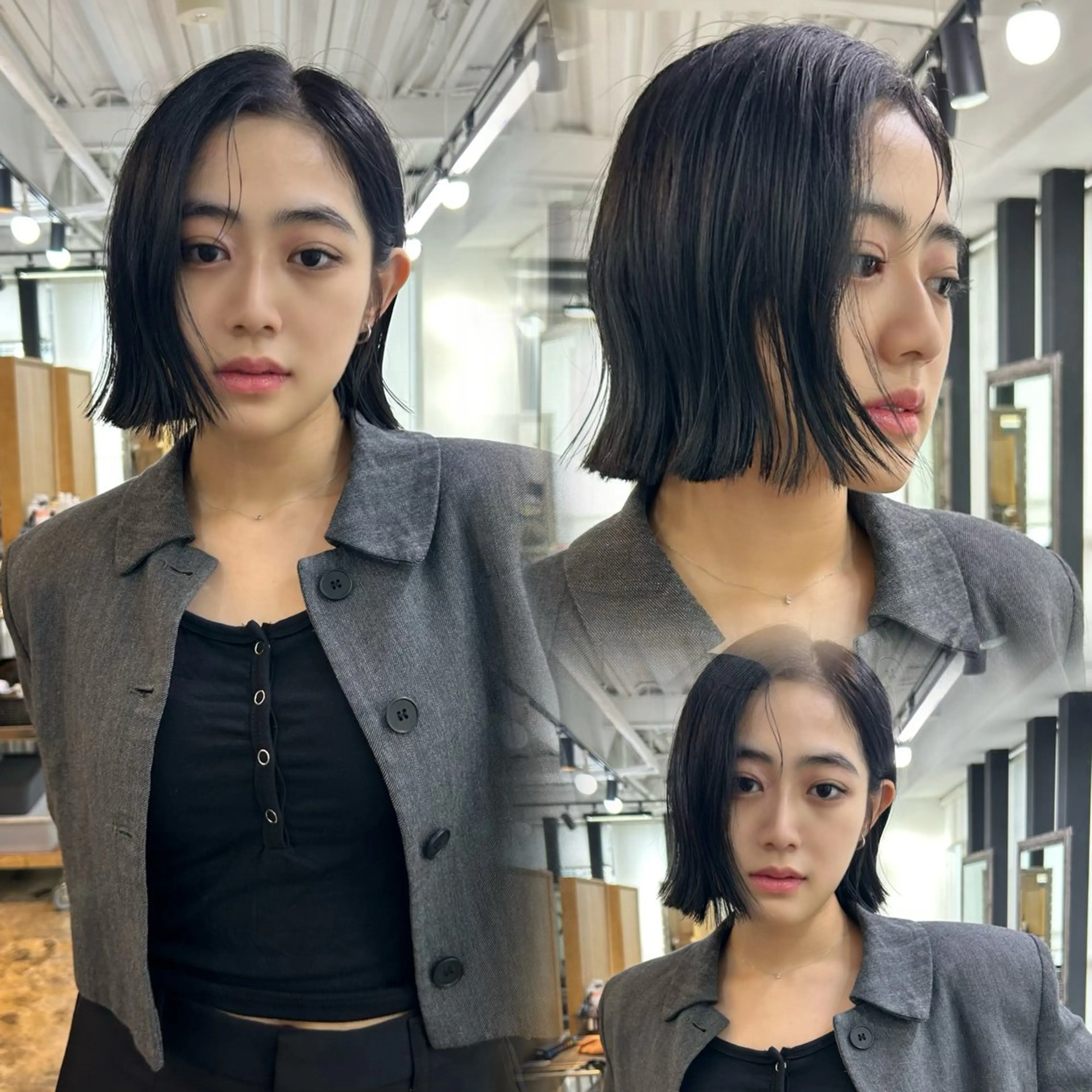 ショート パーマ 切りっぱなしボブ ボブ カット 縮毛矯正 ボブ/縮毛矯正/ レイヤー/塚田のヘアスタイル