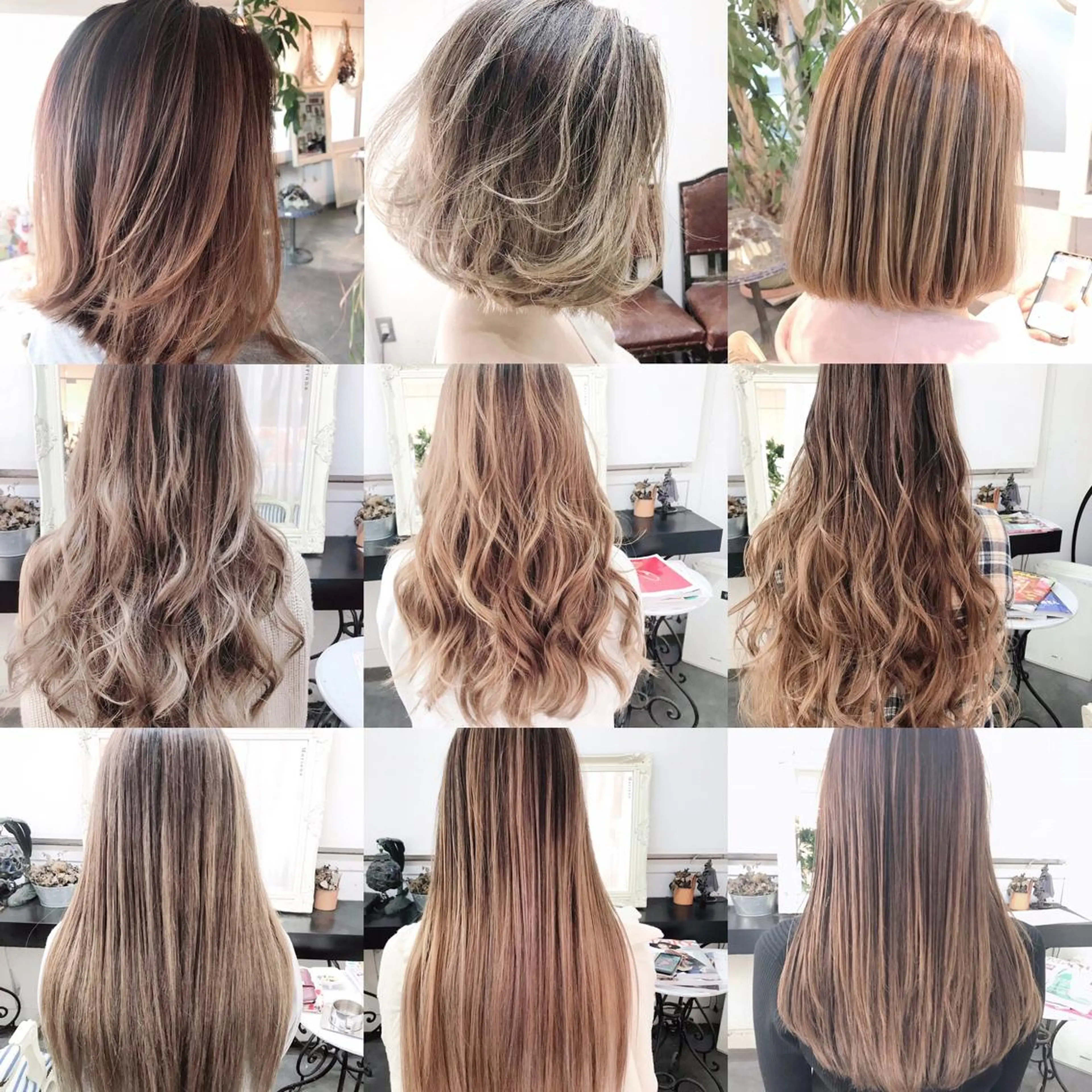 カラー 切りっぱなしボブ バレイヤージュ デザインカラー グラデーションカラー ハイライトカラー Mariana/ 鶴原-ハイライトのヘアスタイル