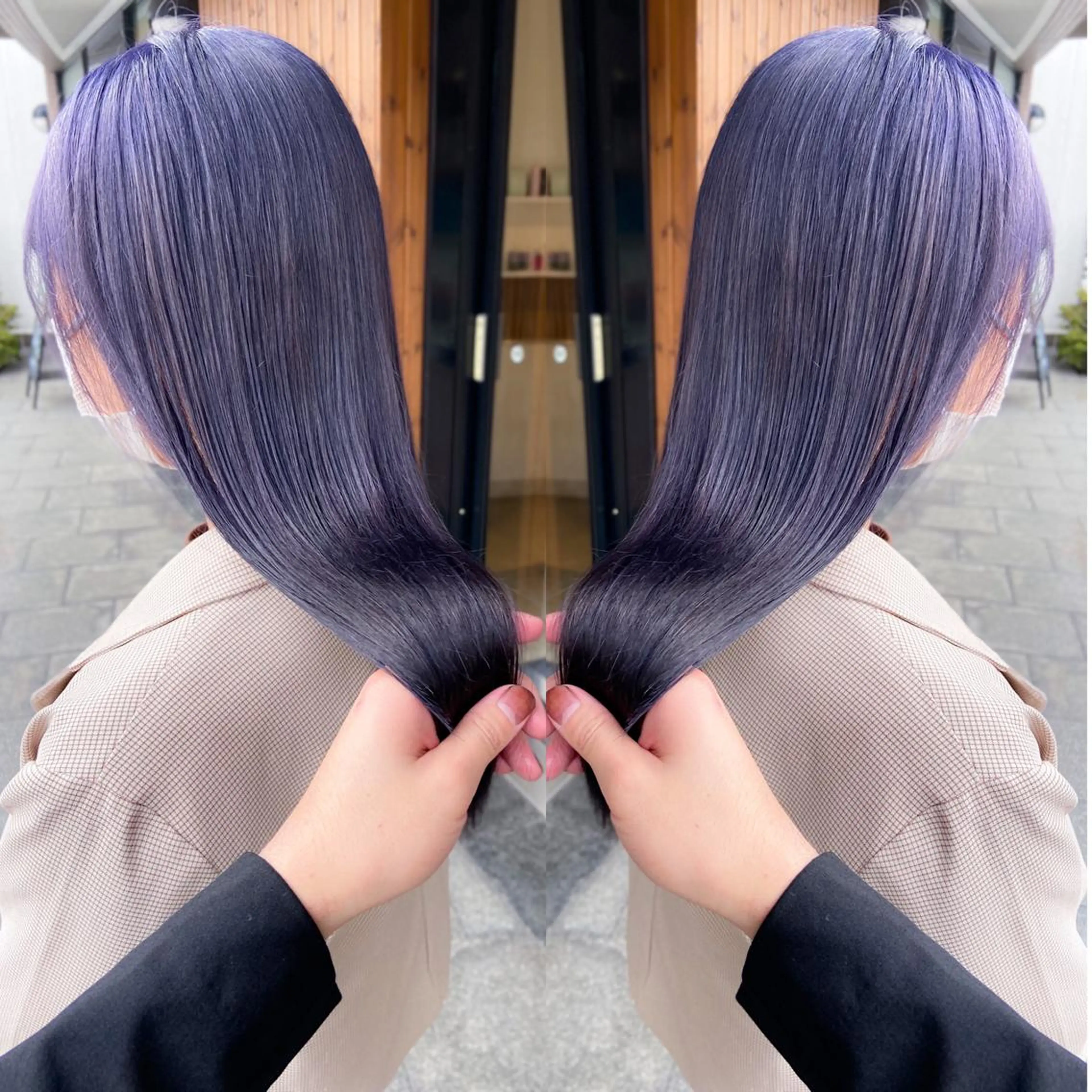 セミロング カラー ブリーチ ラベンダーカラー カット トリートメント 竹内啓太 ボブのヘアスタイル