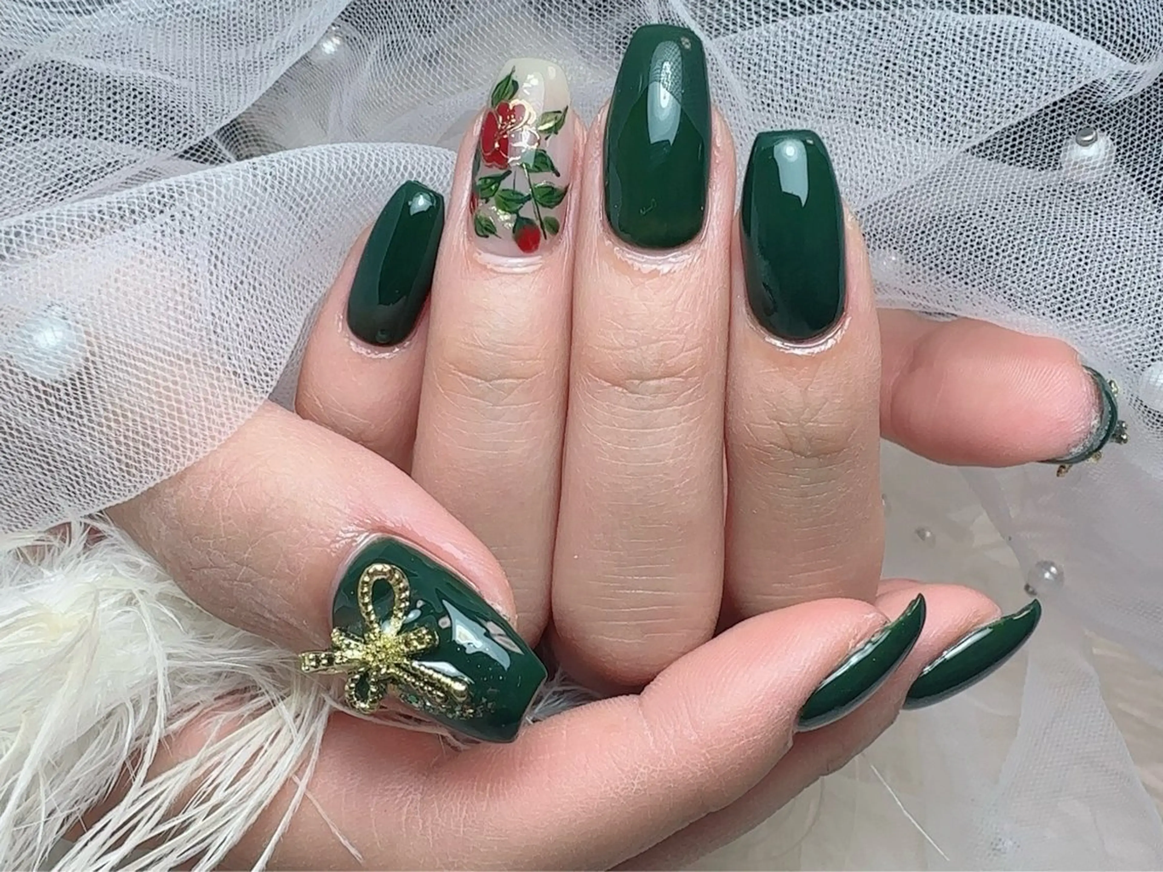ネイル 成人式 長さ出し フットネイル フレンチネイル ジェルネイル ハンドネイル ハンドケア nail salon Feerieのネイルデザイン