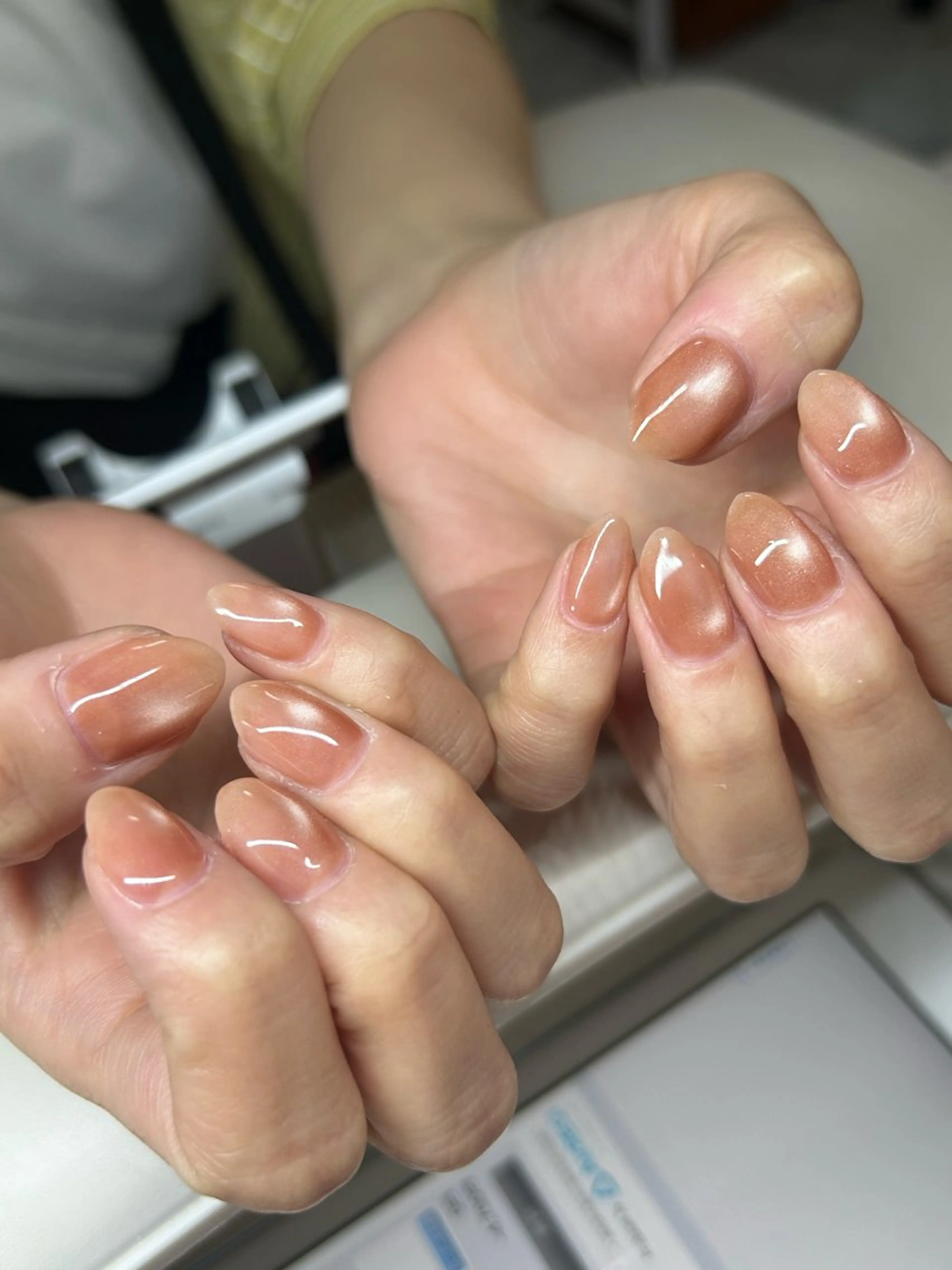 ネイル アートネイル オーロラネイル フレンチネイル ジェルネイル ガラスフレンチ RINN ANA.CHUOのネイルデザイン