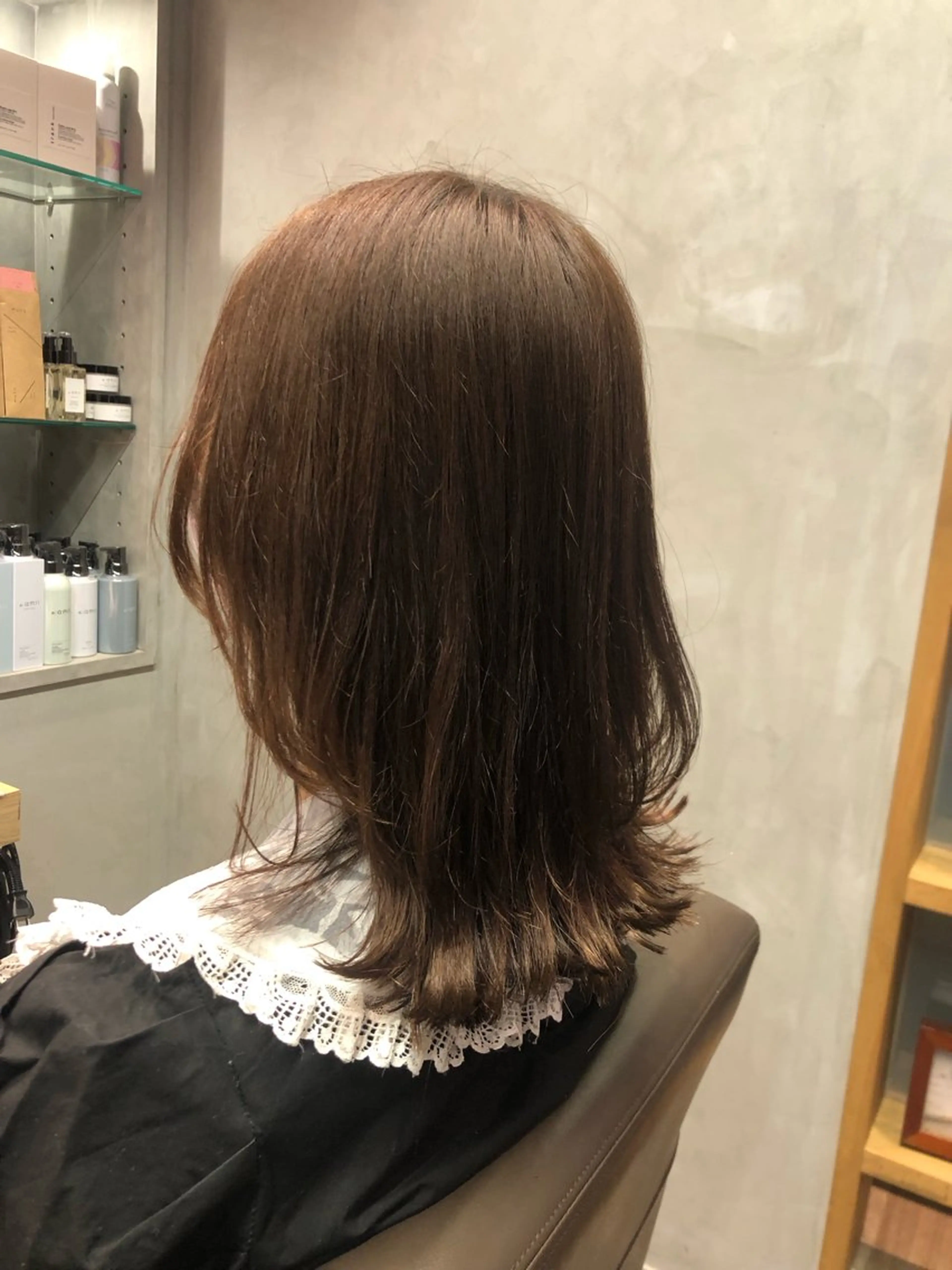 ミディアム ヘアアレンジ ボブ くびれヘア 🎀縮毛矯正.暗髪 .艶髪🩶ちひろのヘアスタイル