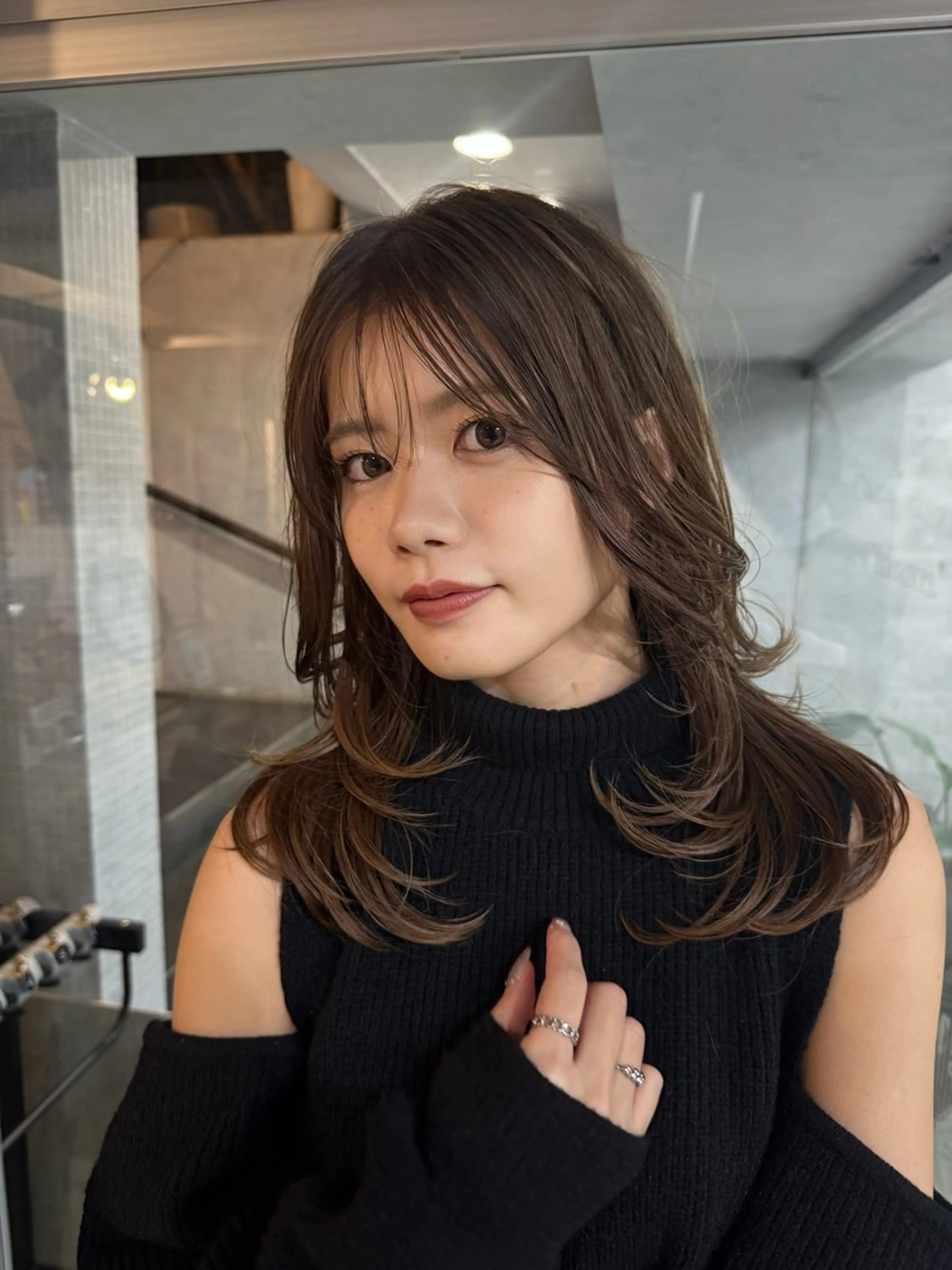 ミディアム カラー カット ヘアカラー トリートメント You/透明感カラー レイヤーカット/ボブのヘアスタイル