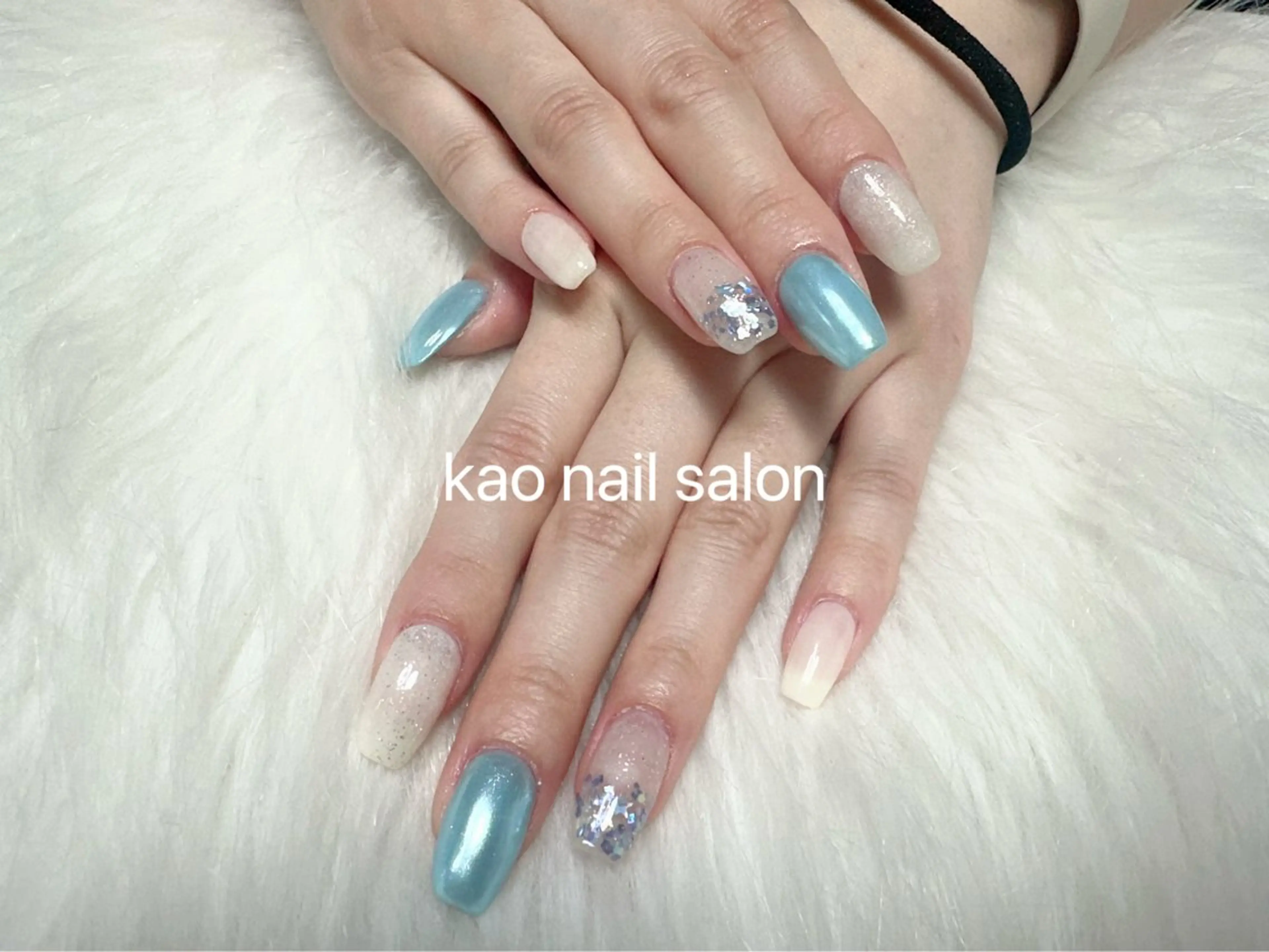 ネイル チークネイル 長さ出し フレンチネイル ジェルネイル ガラスフレンチ ハンドネイル kao nail マグネット/長さだしのネイルデザイン