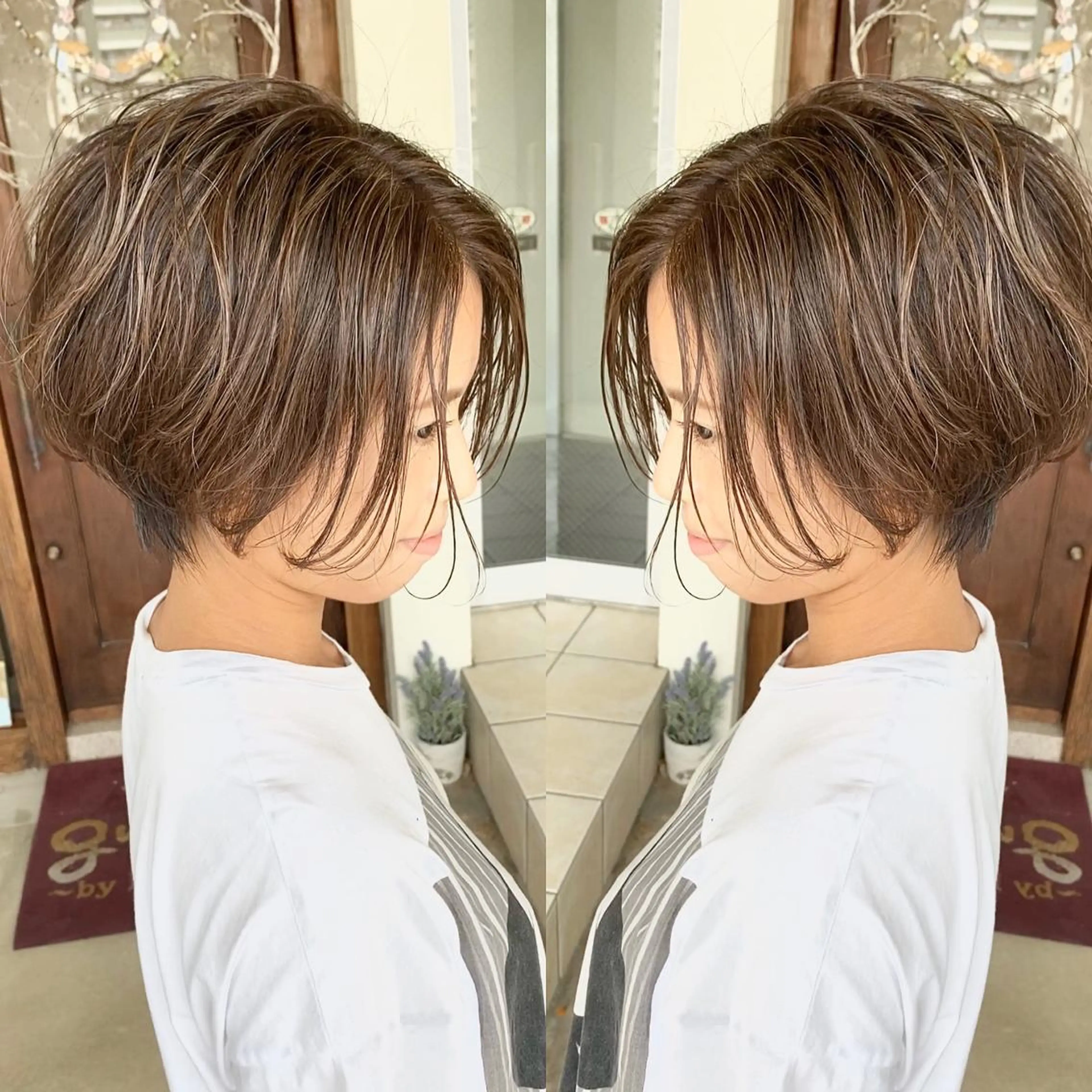 ショート カラー ハイライトカラー ハイライト カット ヘアカラー grand juteのヘアスタイル