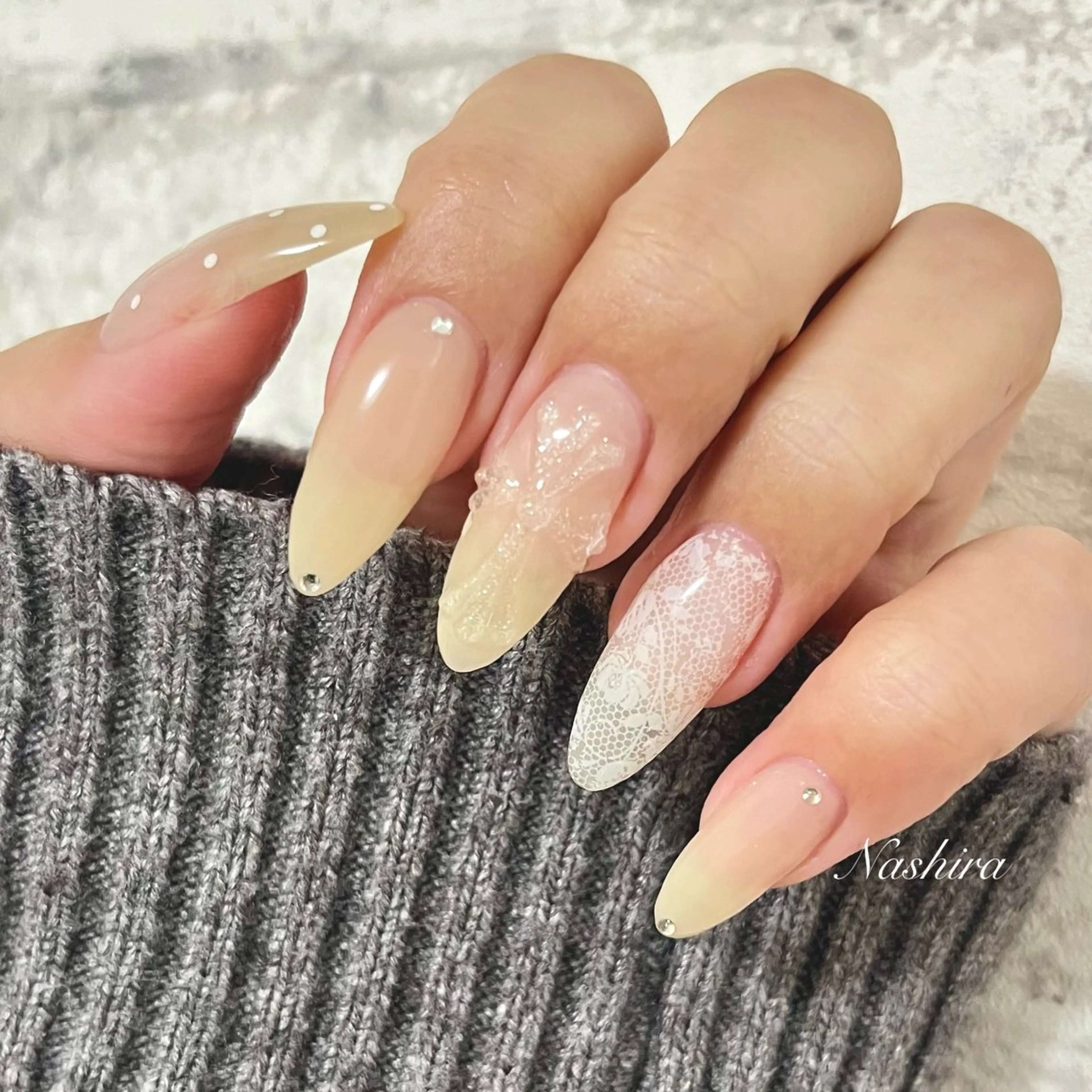 ネイル レース ハンドネイル Nashira moeのネイルデザイン