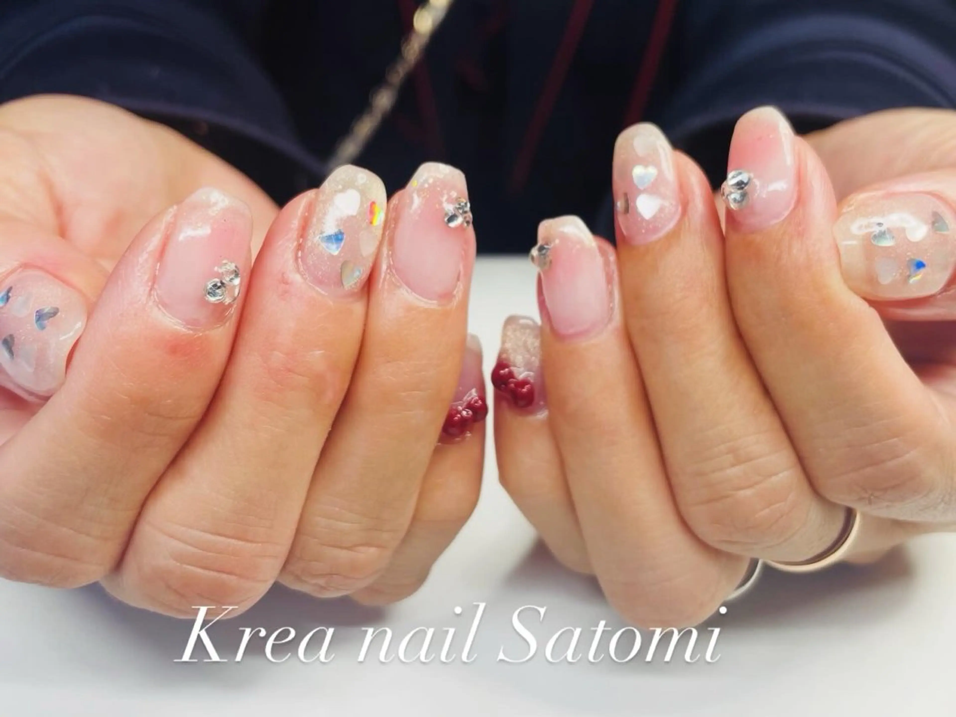ネイル アートネイル ハート Krea nail Satomiのネイルデザイン