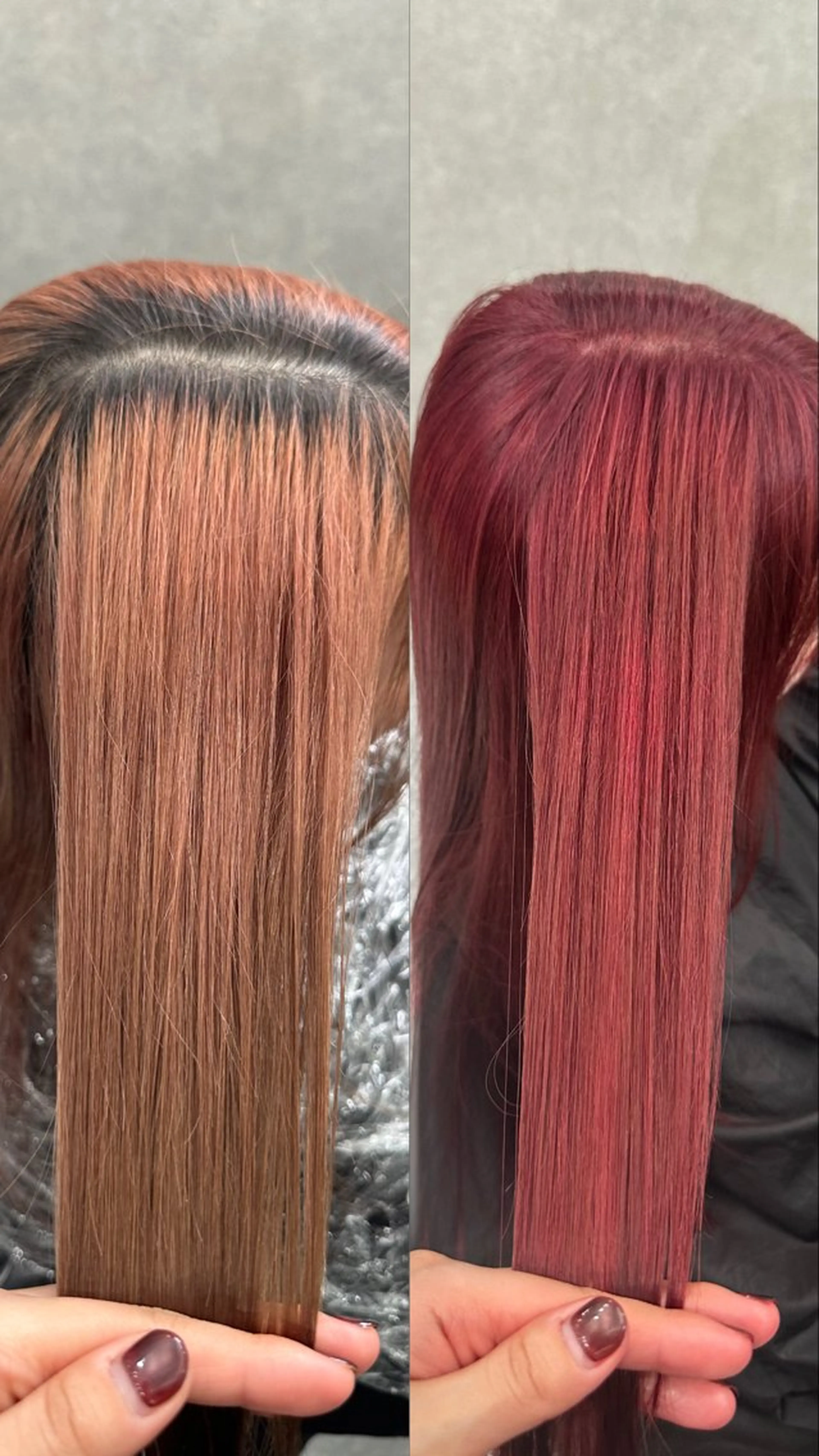 ロング カラー ボルドーカラー ヘアカラー ハイトーン🪼派手髪 mahoのヘアスタイル