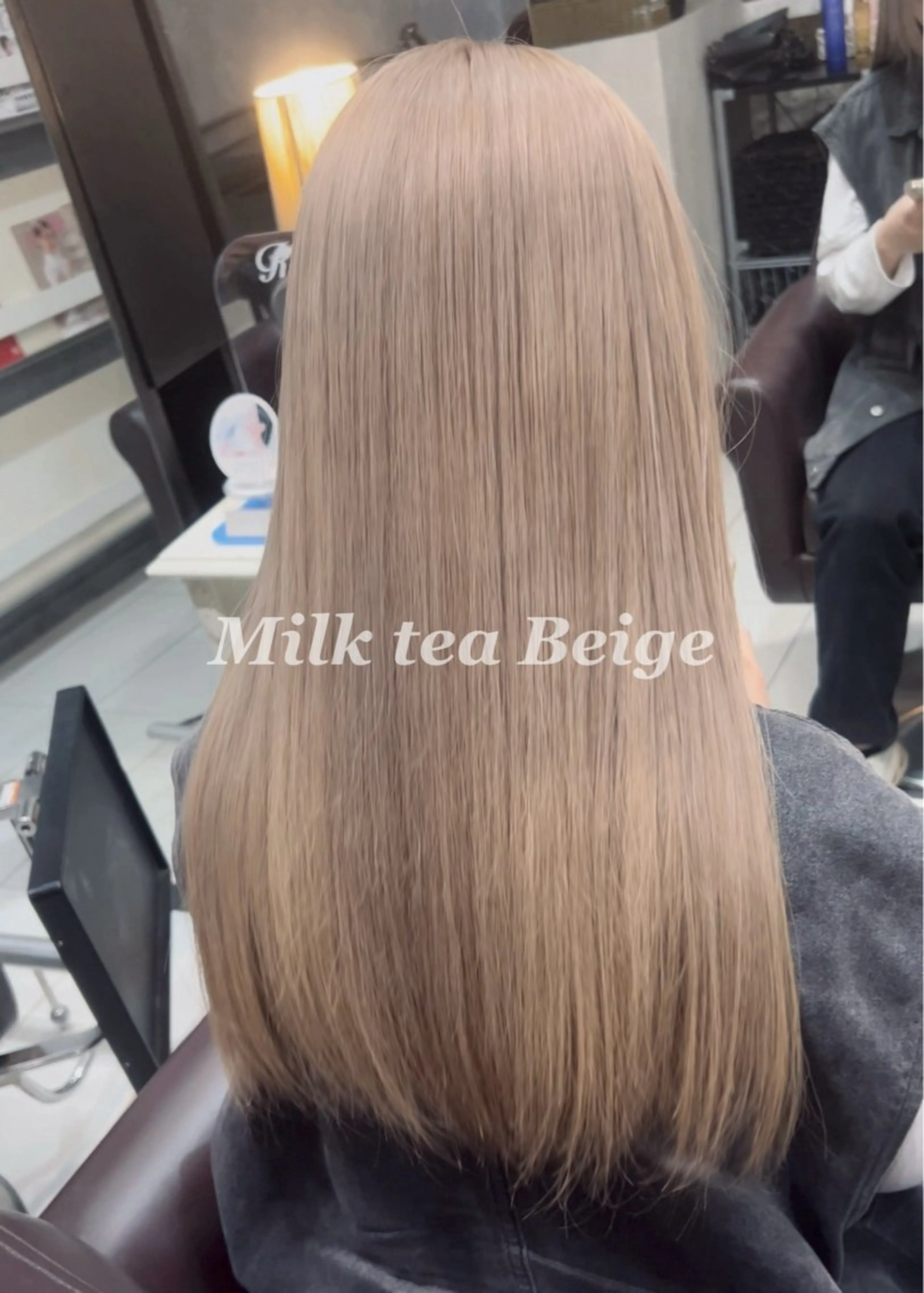 ロング カラー ベージュカラー ミルクティーベージュ ヘアカラー 艶カラー/エクステ/ 藤原リックのヘアスタイル