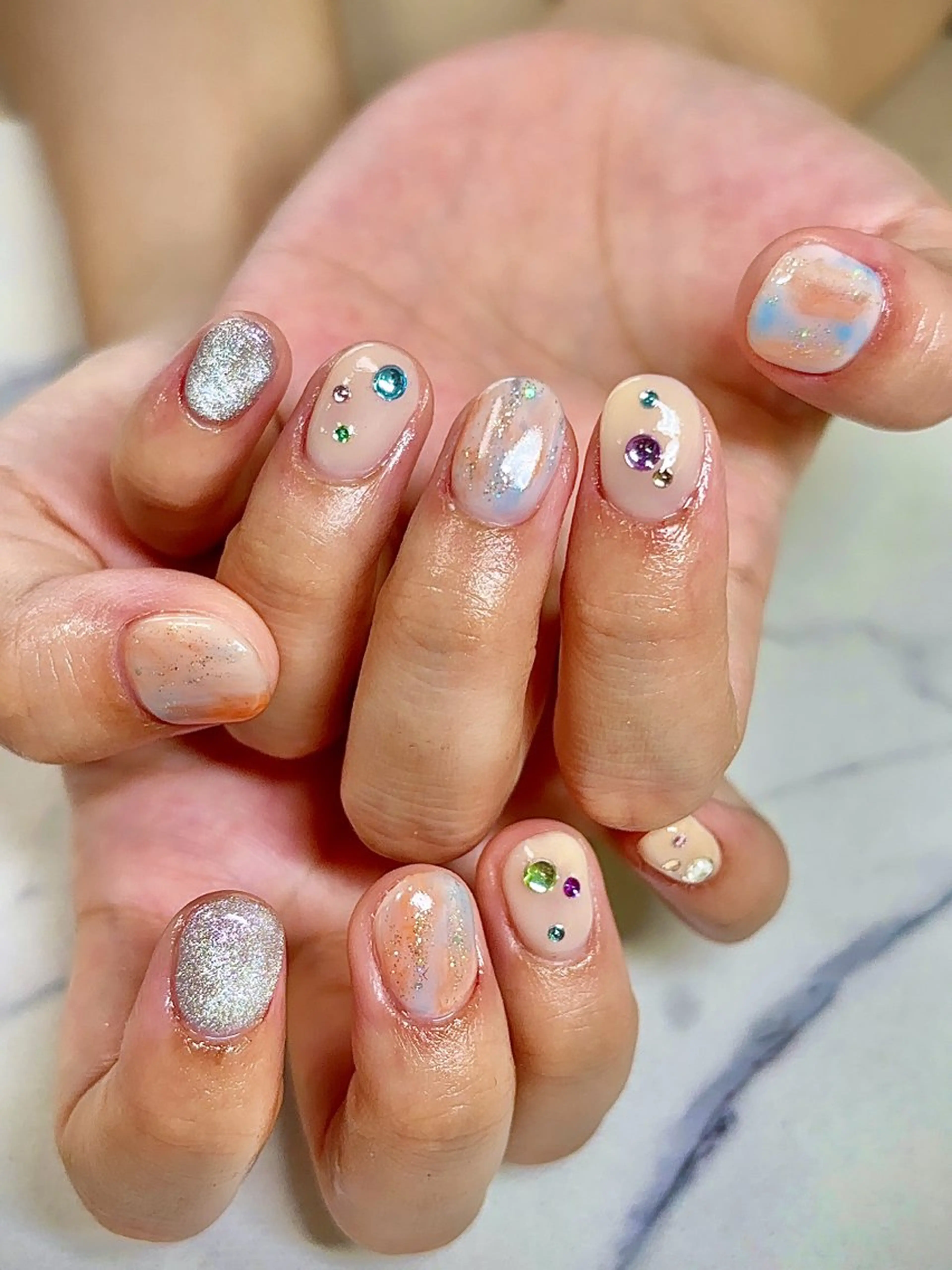 ネイル ハンドネイル BlueLagoon 🩵 KUMIのネイルデザイン