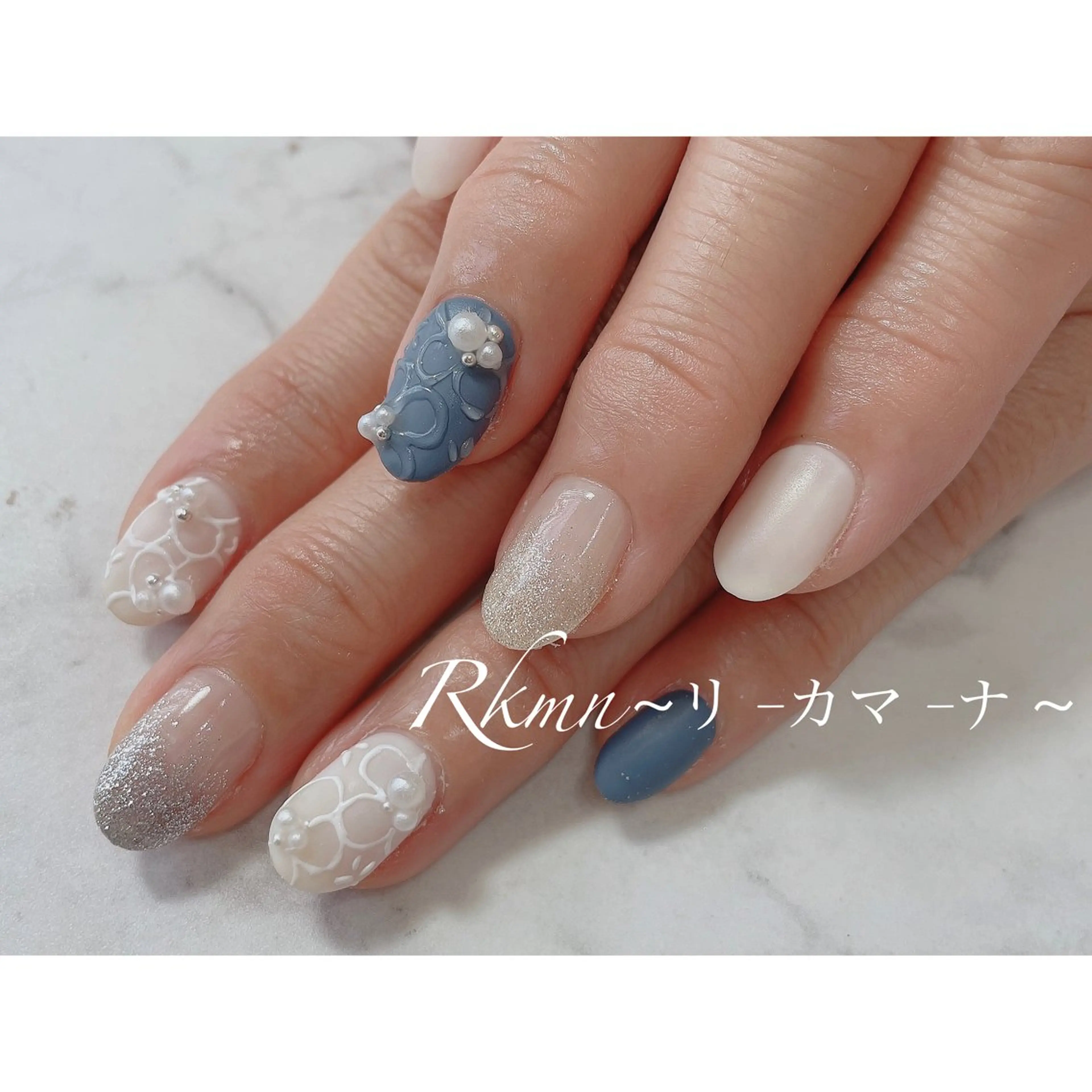 ネイル アートネイル フラワーネイル グラデーション マットネイル ぷっくりネイル ハンドネイル フットネイル ハンドケア Rkmn ~リ-カマ-ナ~のネイルデザイン