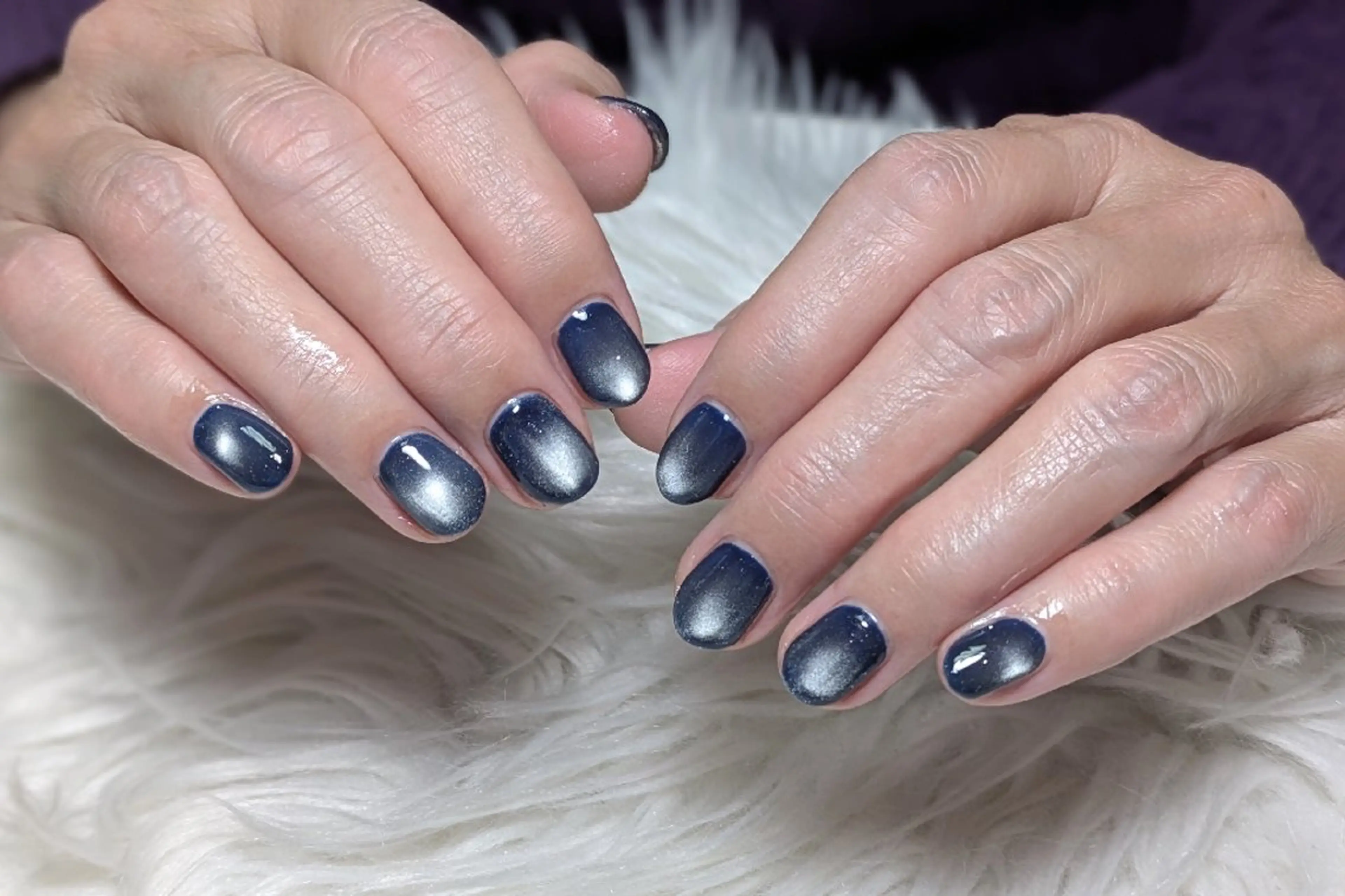 ネイル ブルー マグネットネイル シンプルネイル ハンドネイル m&pPrivate nailsalonのネイルデザイン