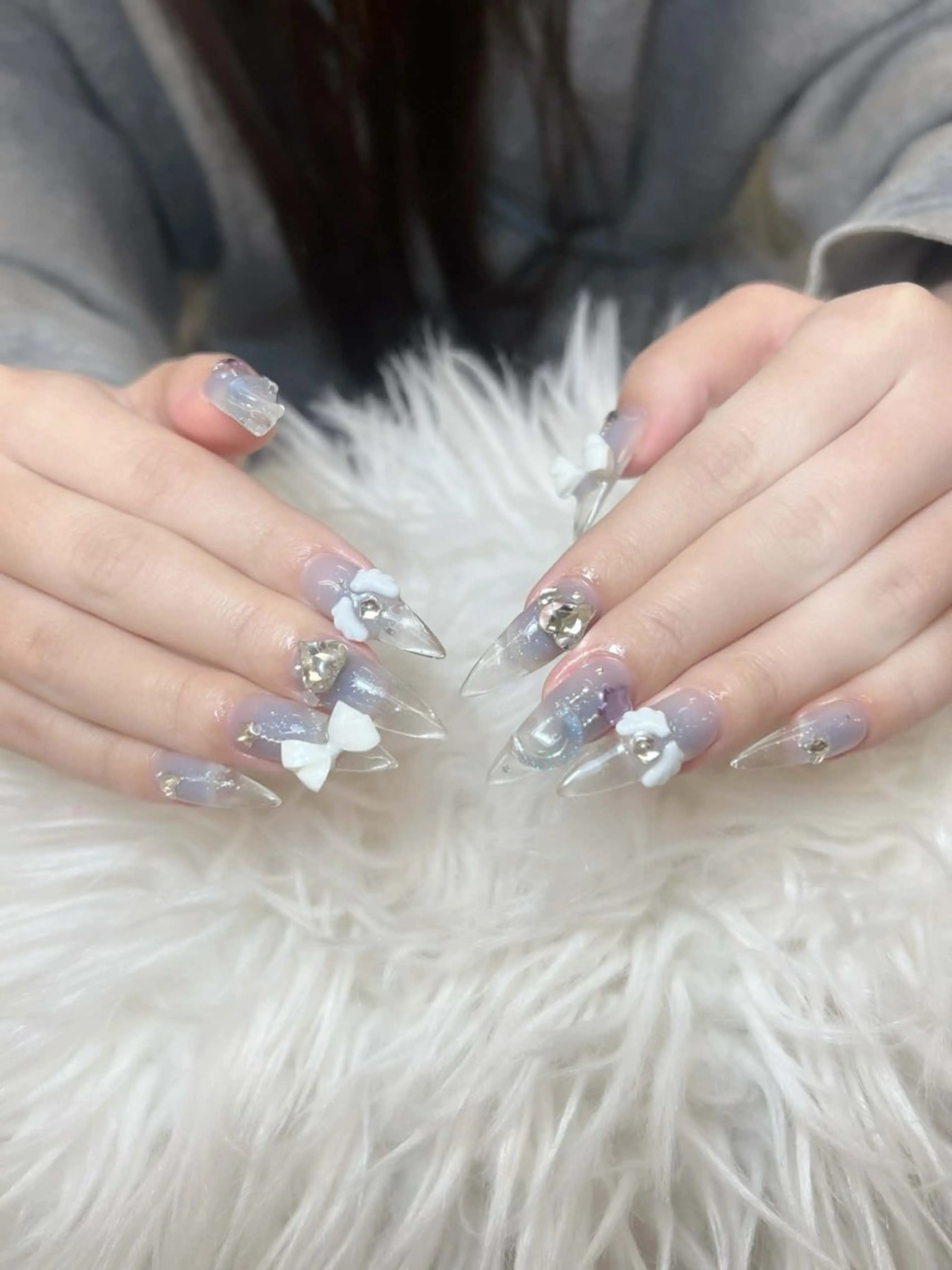 ネイル アートネイル オーロラネイル チークネイル 長さ出し フットネイル ハンドネイル フットネイル ハンドケア Noiranail_ studio川越西口のネイルデザイン