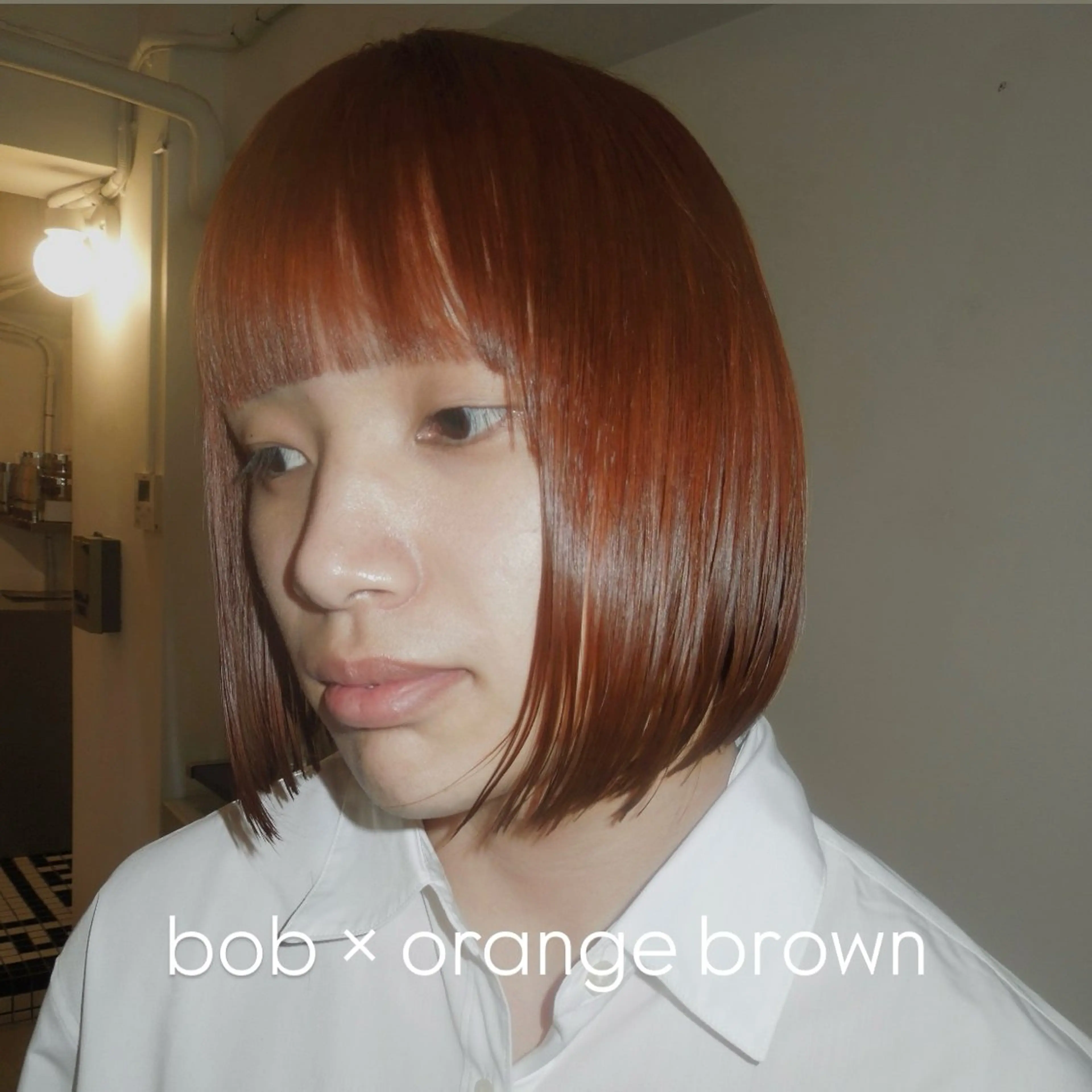 ミディアム カラー ブリーチ ブリーチなしカラー オレンジ タマキ/似合わせ カット/Wカラーのヘアスタイル