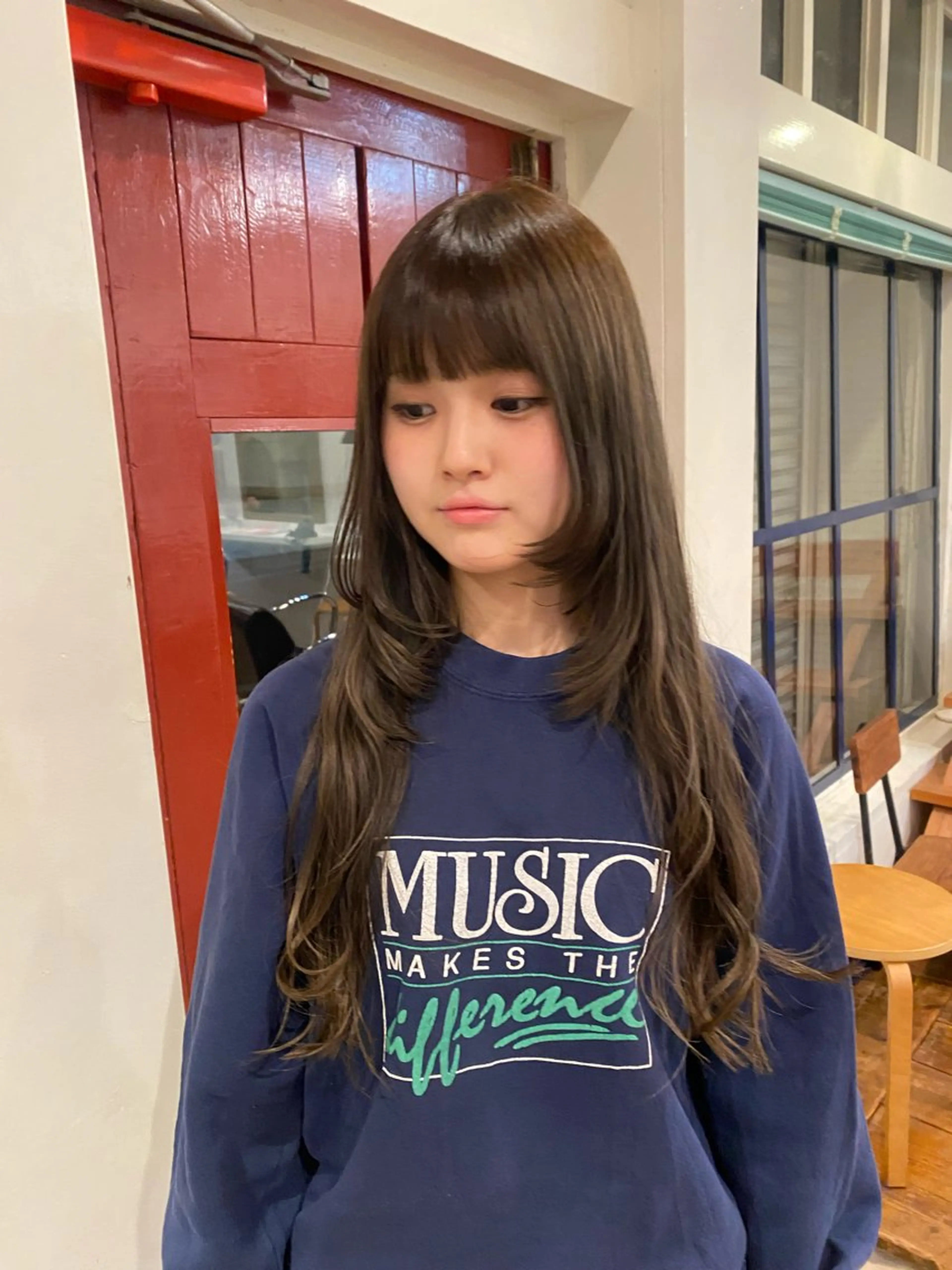 ロング 顔周りカット ロング カット ヘアカラー ソノダ リコのヘアスタイル