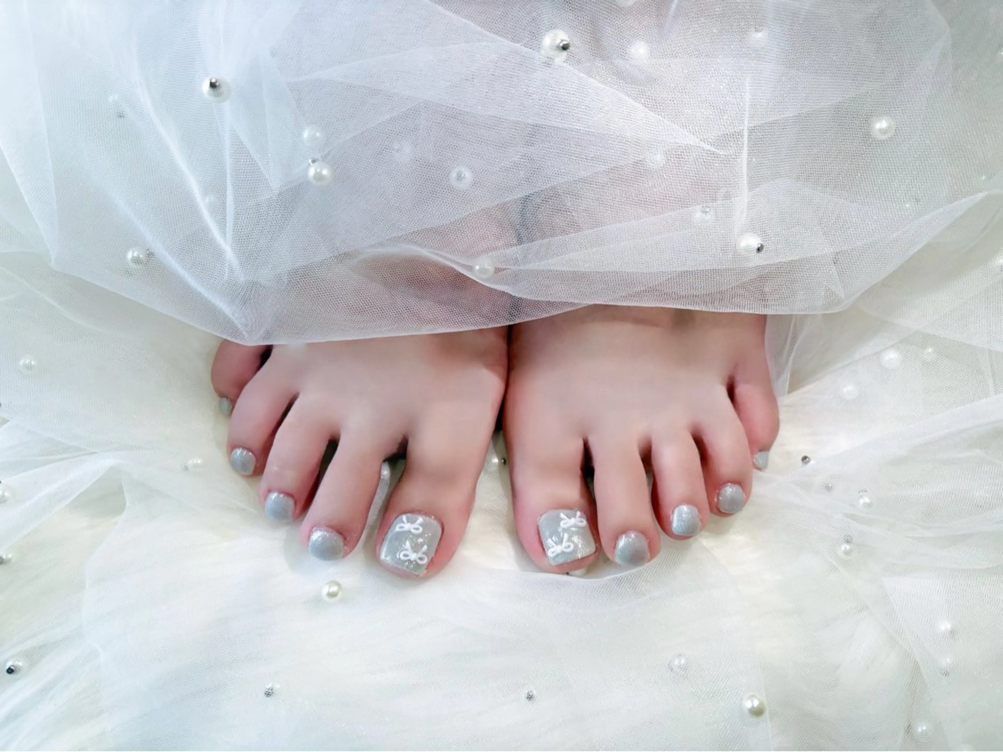 🍉✨フットネイル🏝️🎀ワンカラー・ラメグラ・ミラーの写真