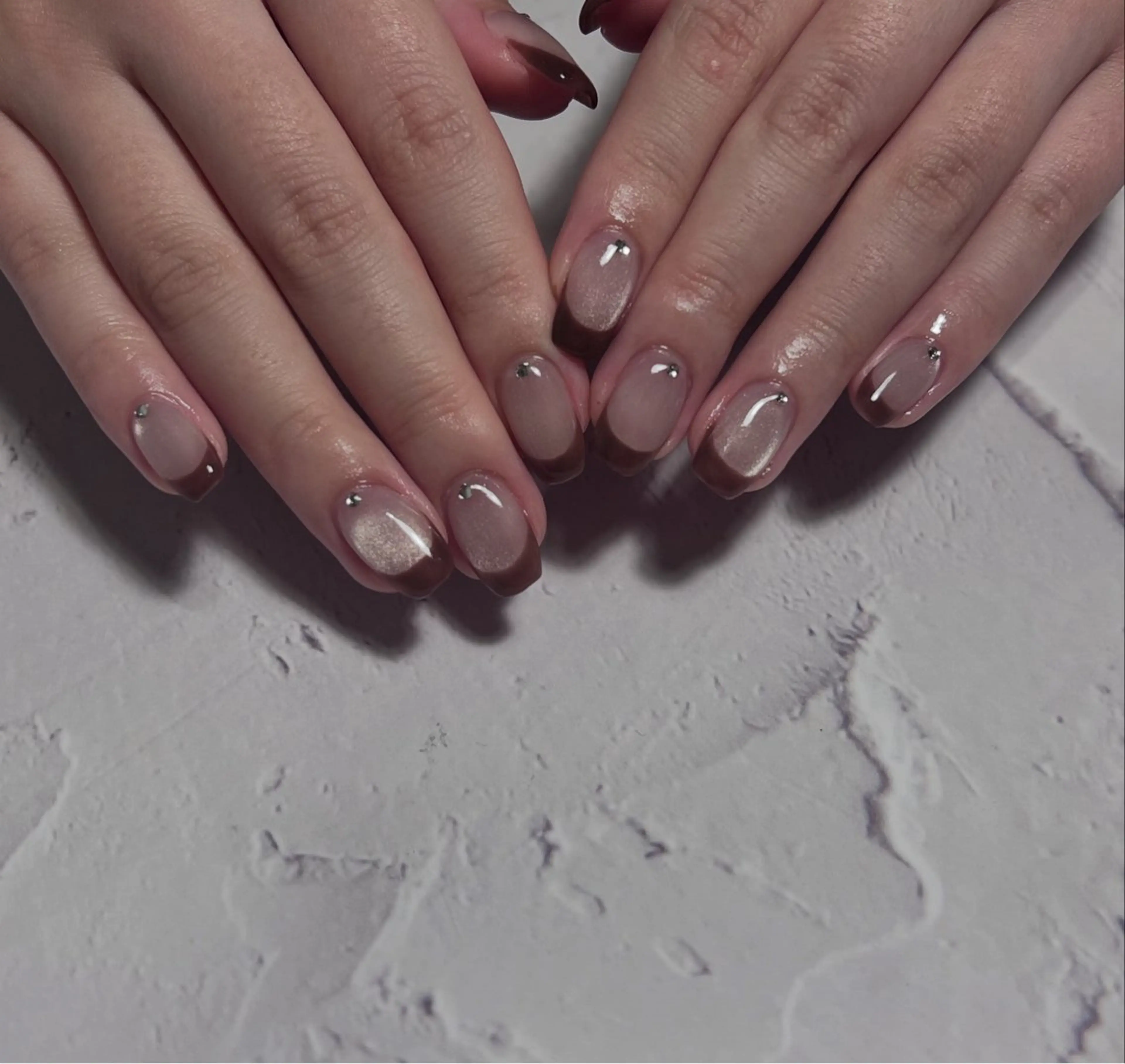 ネイル フレンチネイル ストーンネイル charmant nailのネイルデザイン