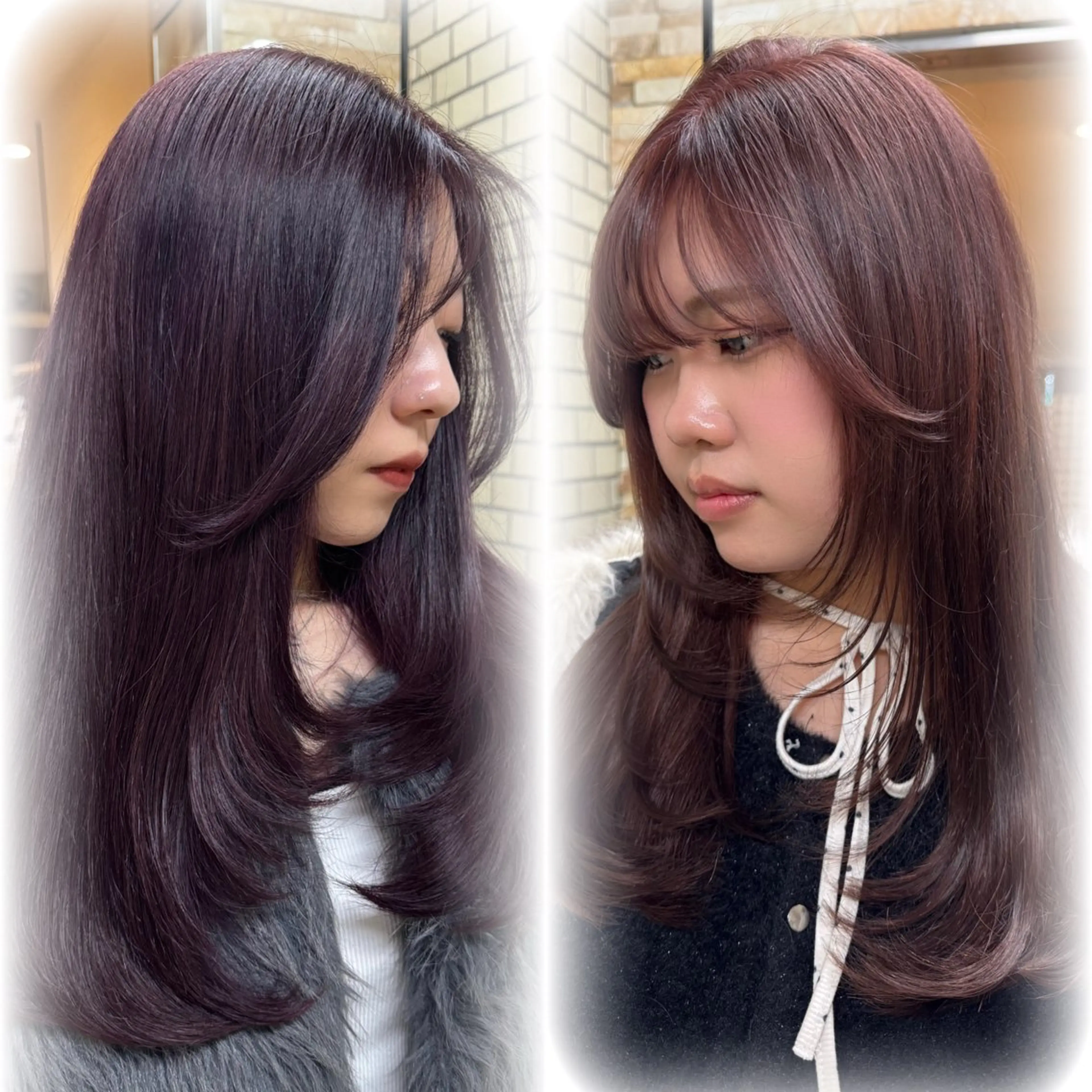 ロング ヘアカラー トリートメント 🌼.*akane 韓国ヘア♡レイヤー♡のヘアスタイル