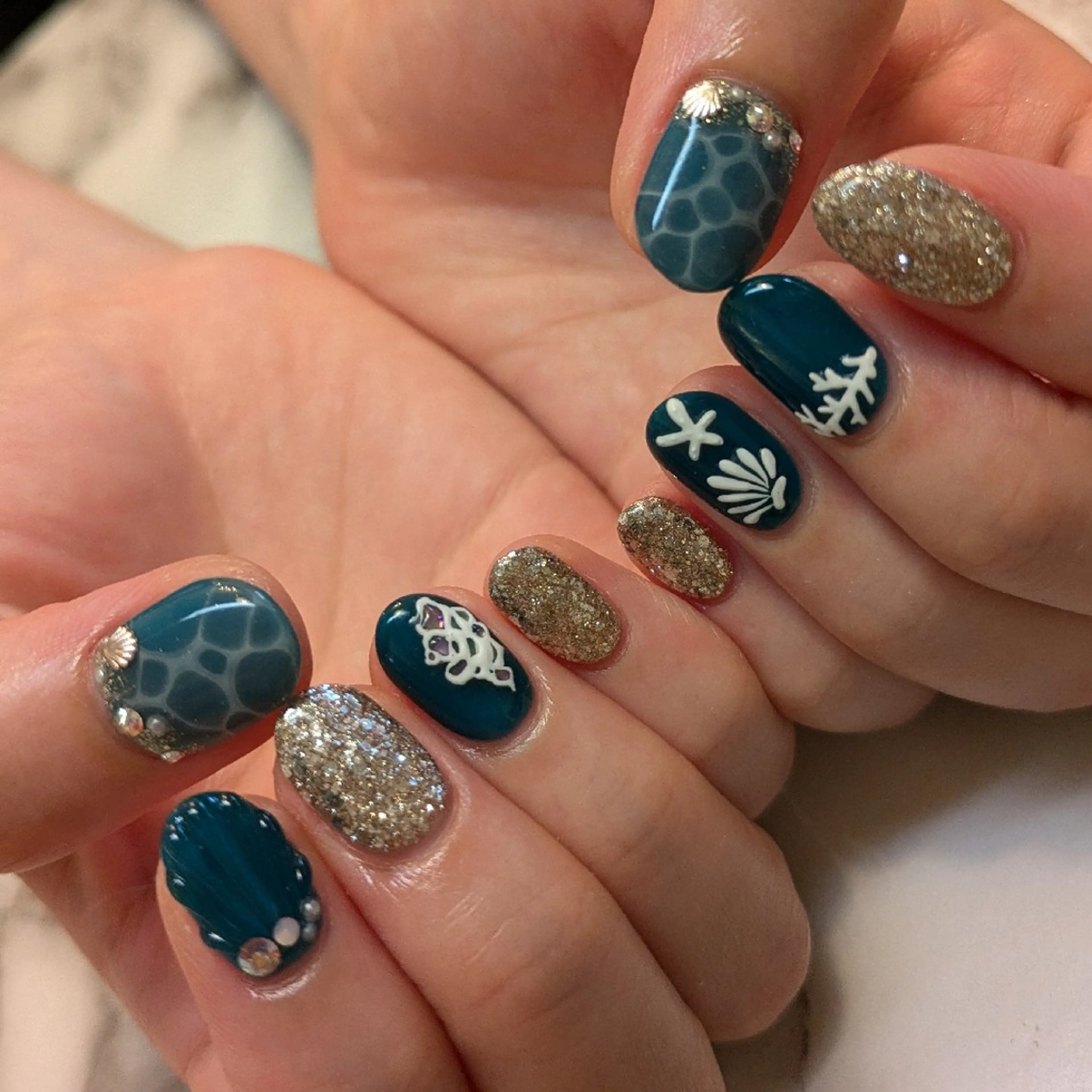 ネイル 夏ネイル ジェヌインネイル 河内のネイルデザイン