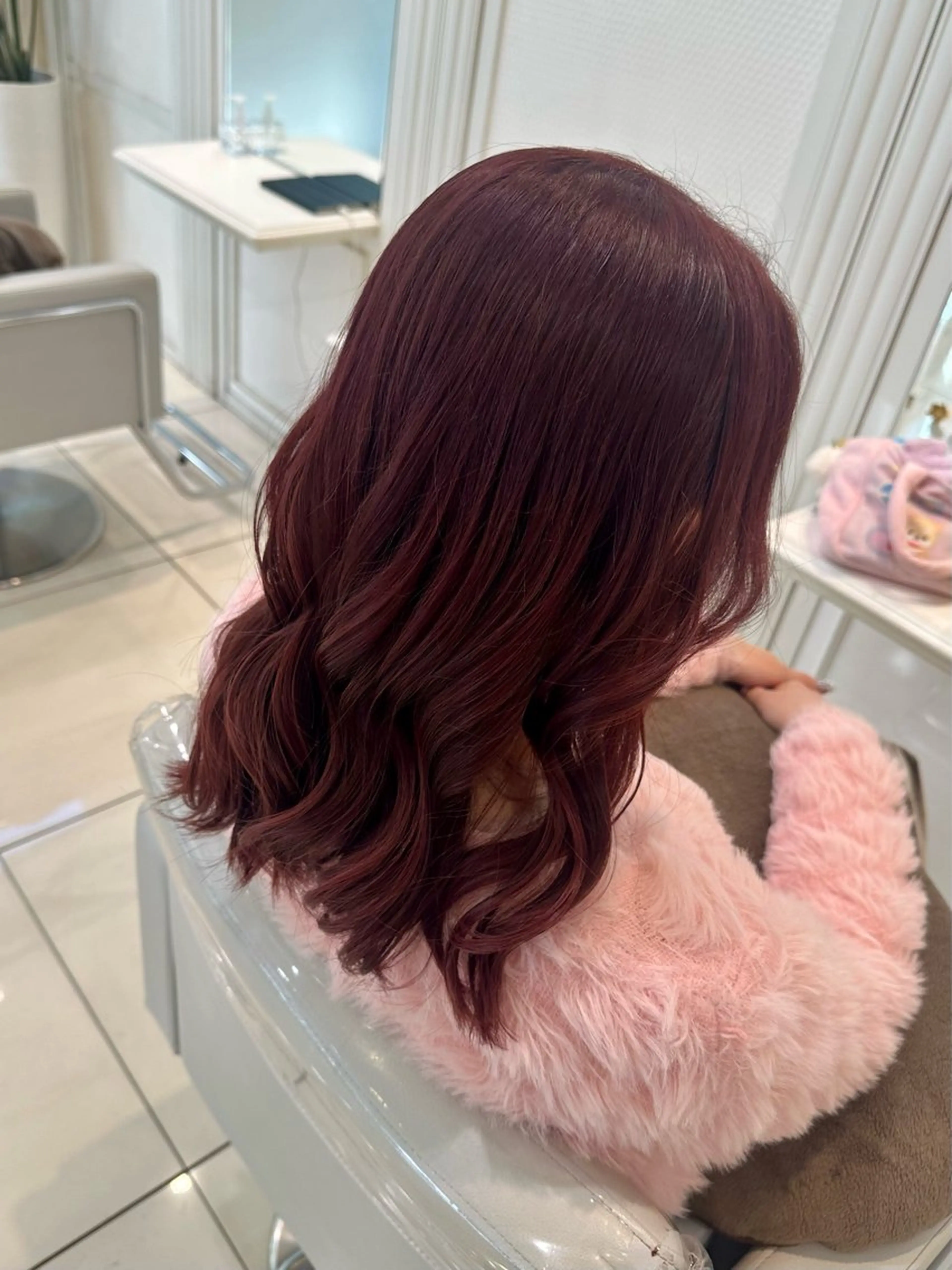 セミロング カラー ブリーチ ピンクカラー ︎︎☁🧺チヒロ モデル募集🧺︎︎☁のヘアスタイル