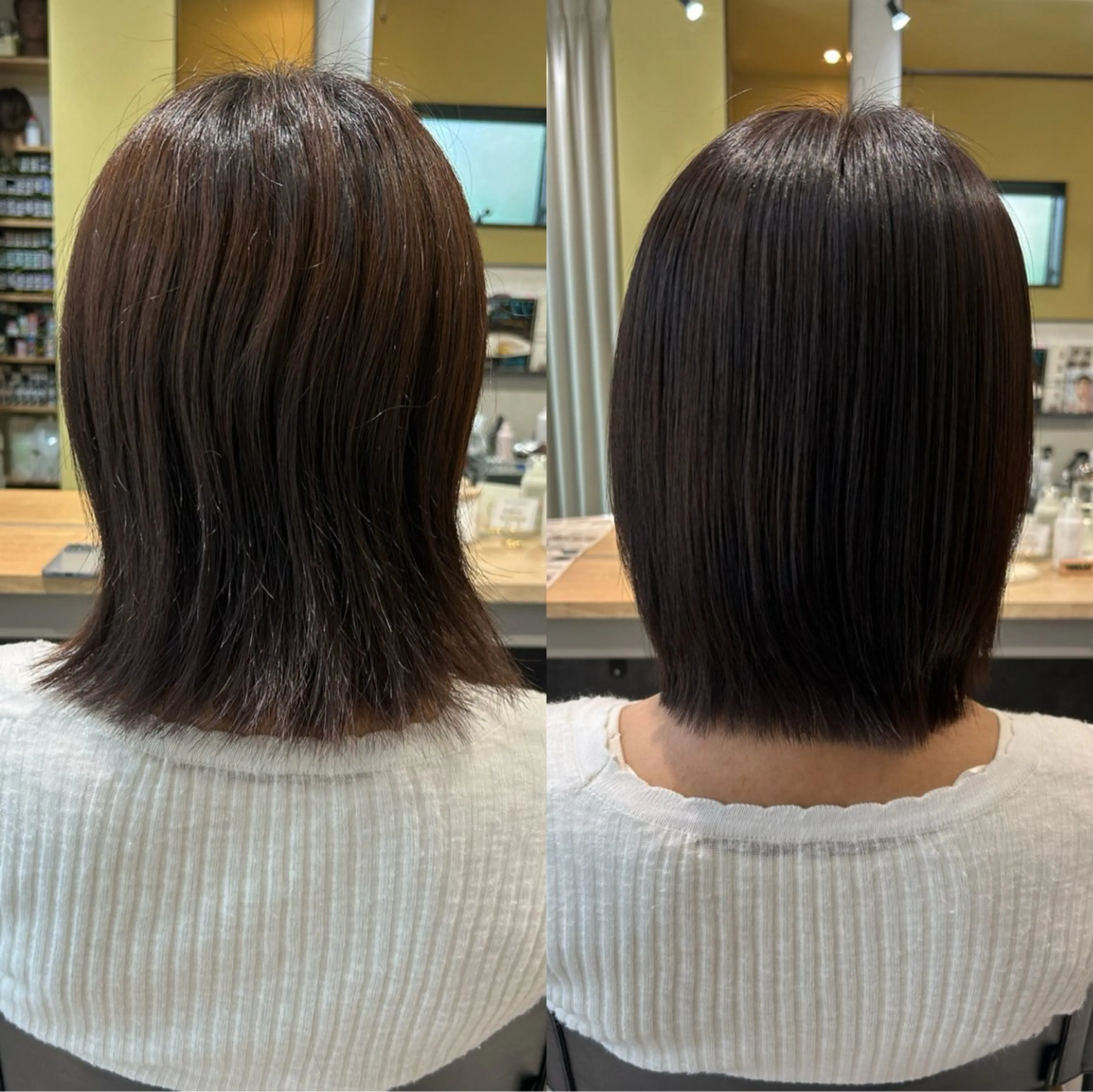 ミディアム カラー パーマ 髪質改善 ストレートパーマ カット 縮毛矯正 トリートメント hub hair レイヤー/透明感のヘアスタイル