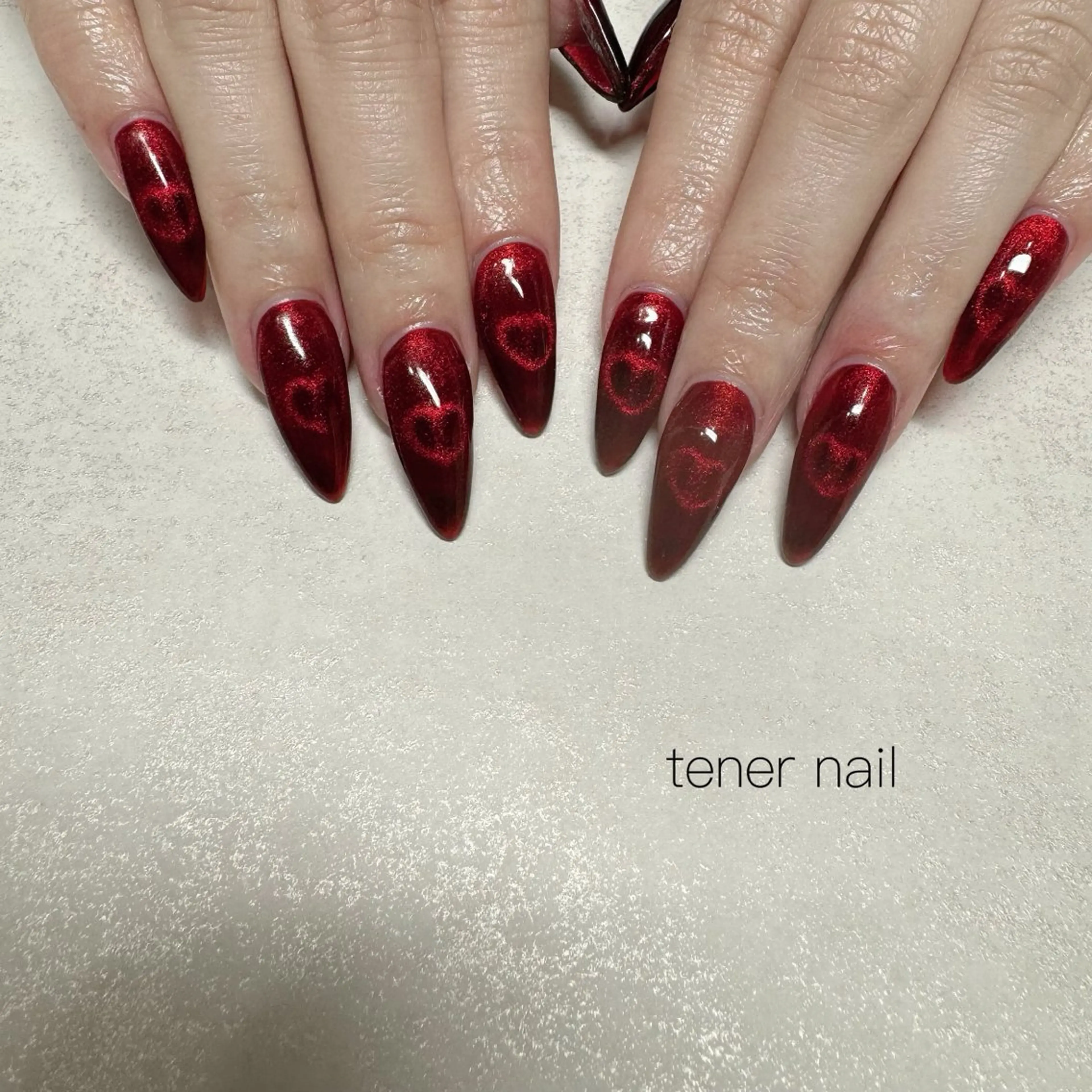 ネイル ハート マグネットネイル スカルプネイル ハンドネイル テネルネイル tener nailのネイルデザイン