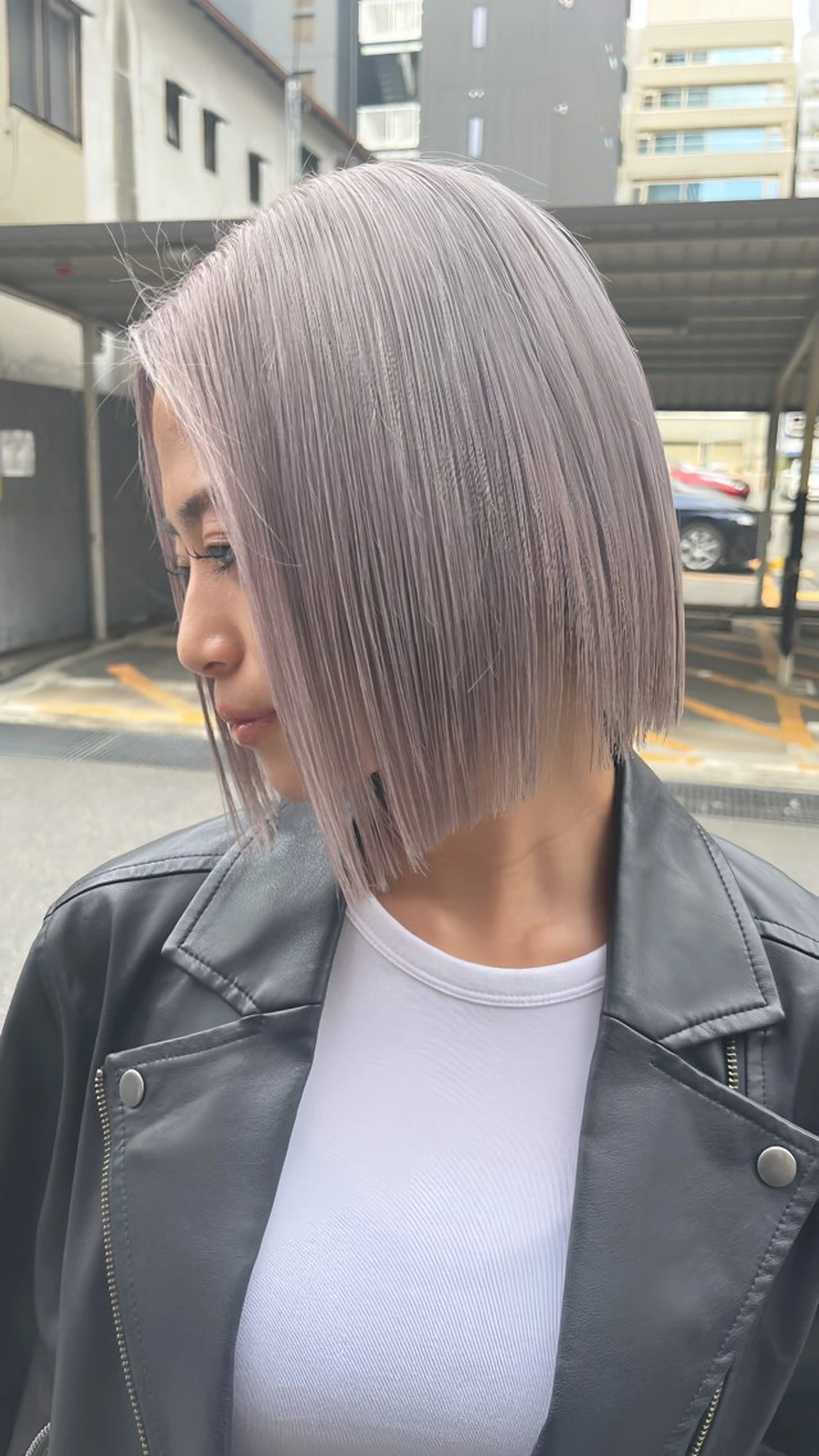 ショート カラー 切りっぱなしボブ グレージュ ボブ カット ヘアカラー トリートメント 心斎橋/✨ハイトーン ✨/isseiのヘアスタイル