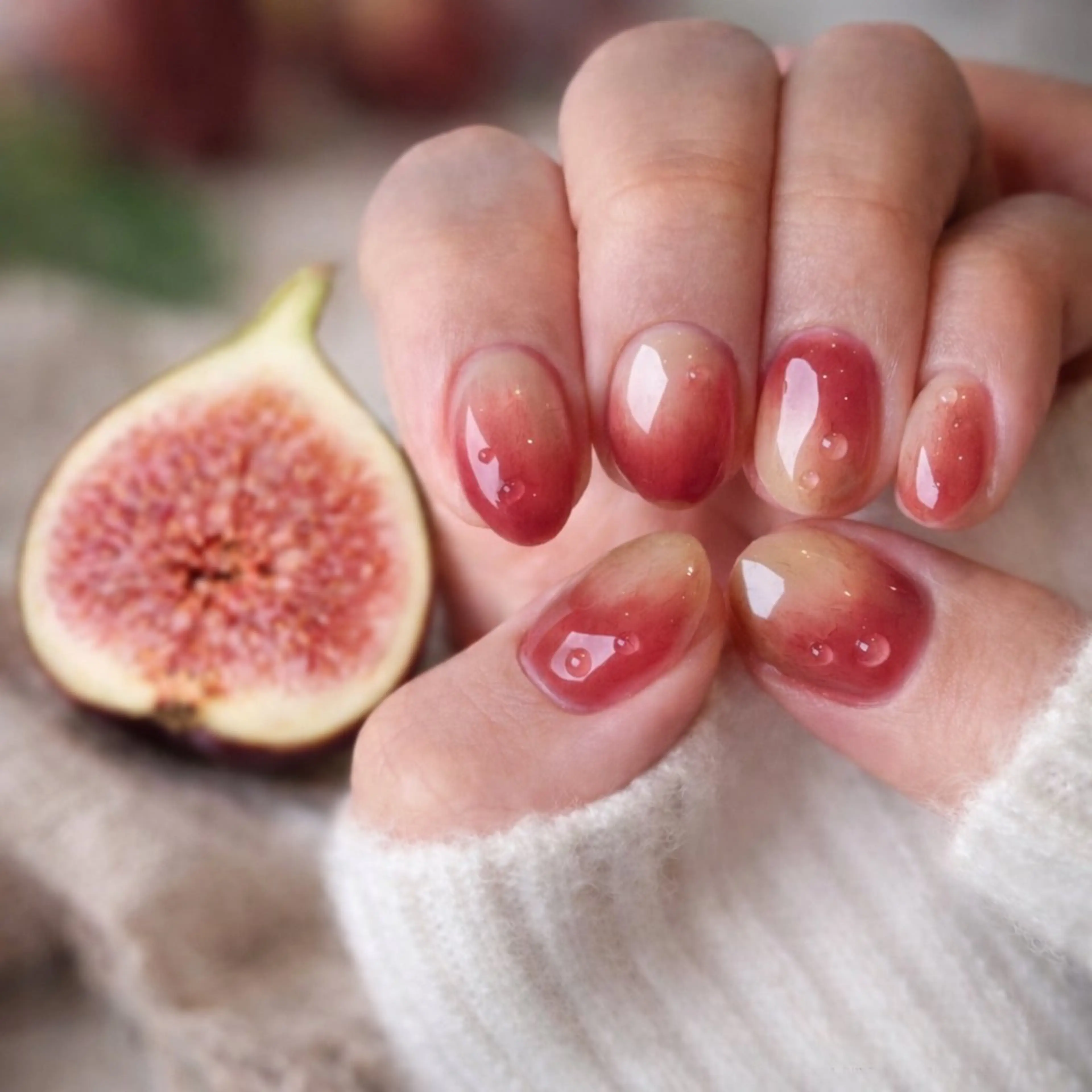 いちじくネイル🍑／韓国トレンド水光(初回オフ無料)の写真