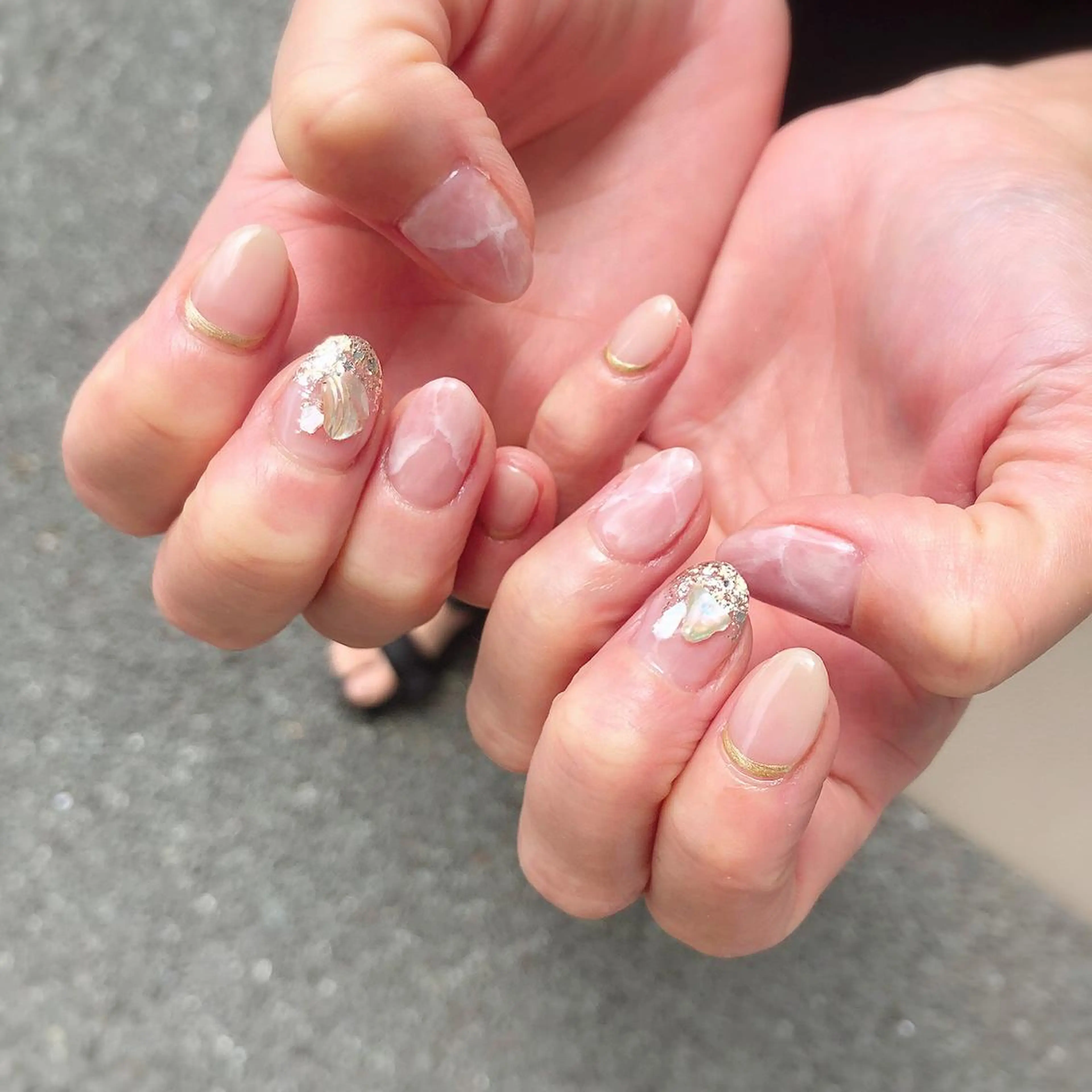 ネイル 大理石ネイル(マーブル) ピンク ハンドネイル nail salon Regaosのネイルデザイン