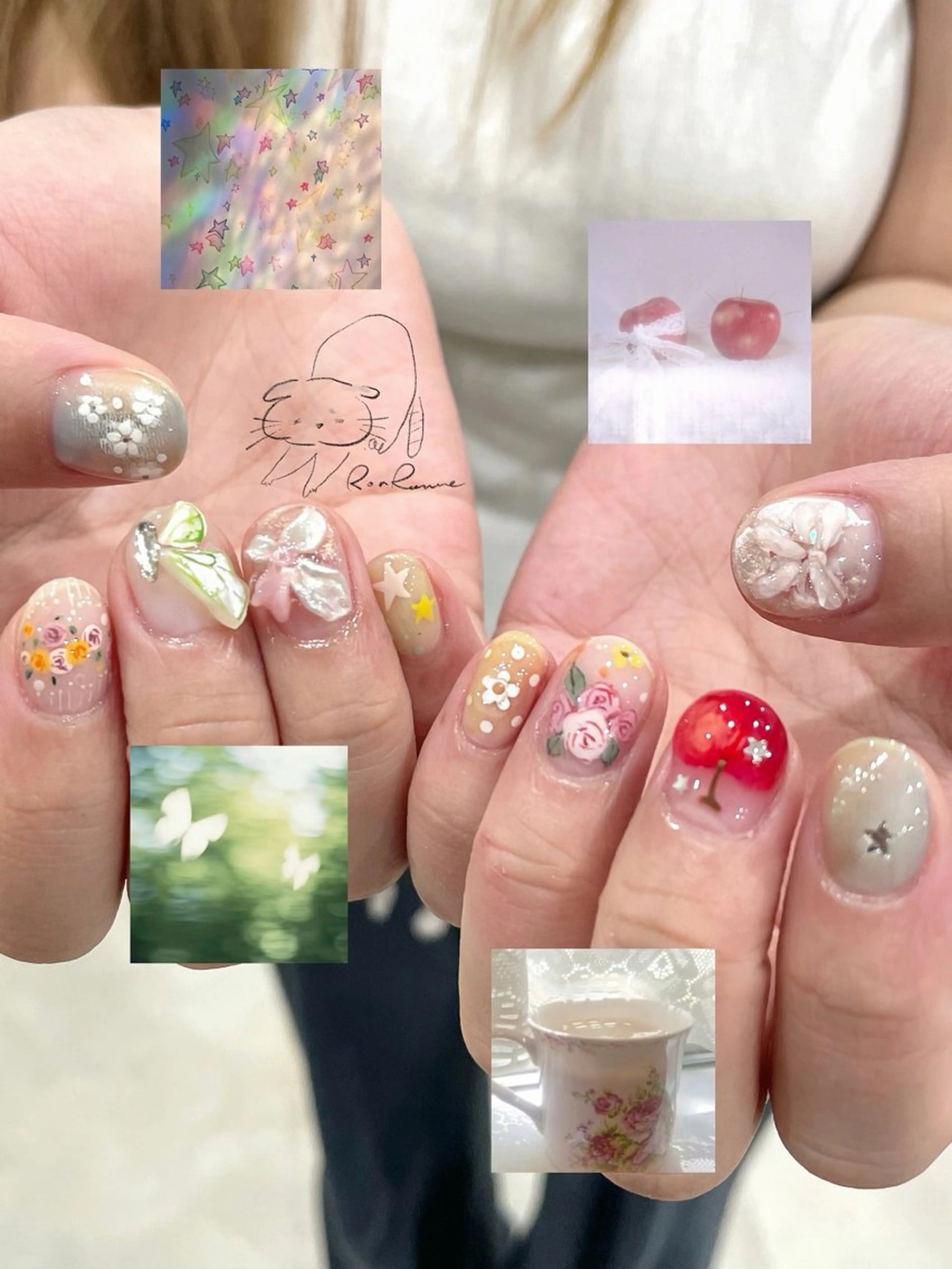 ネイル オーロラネイル 長さ出し フレンチネイル ジェルネイル ミラーネイル ハンドネイル Cho Artネイル所属・ronronne .のネイルデザイン