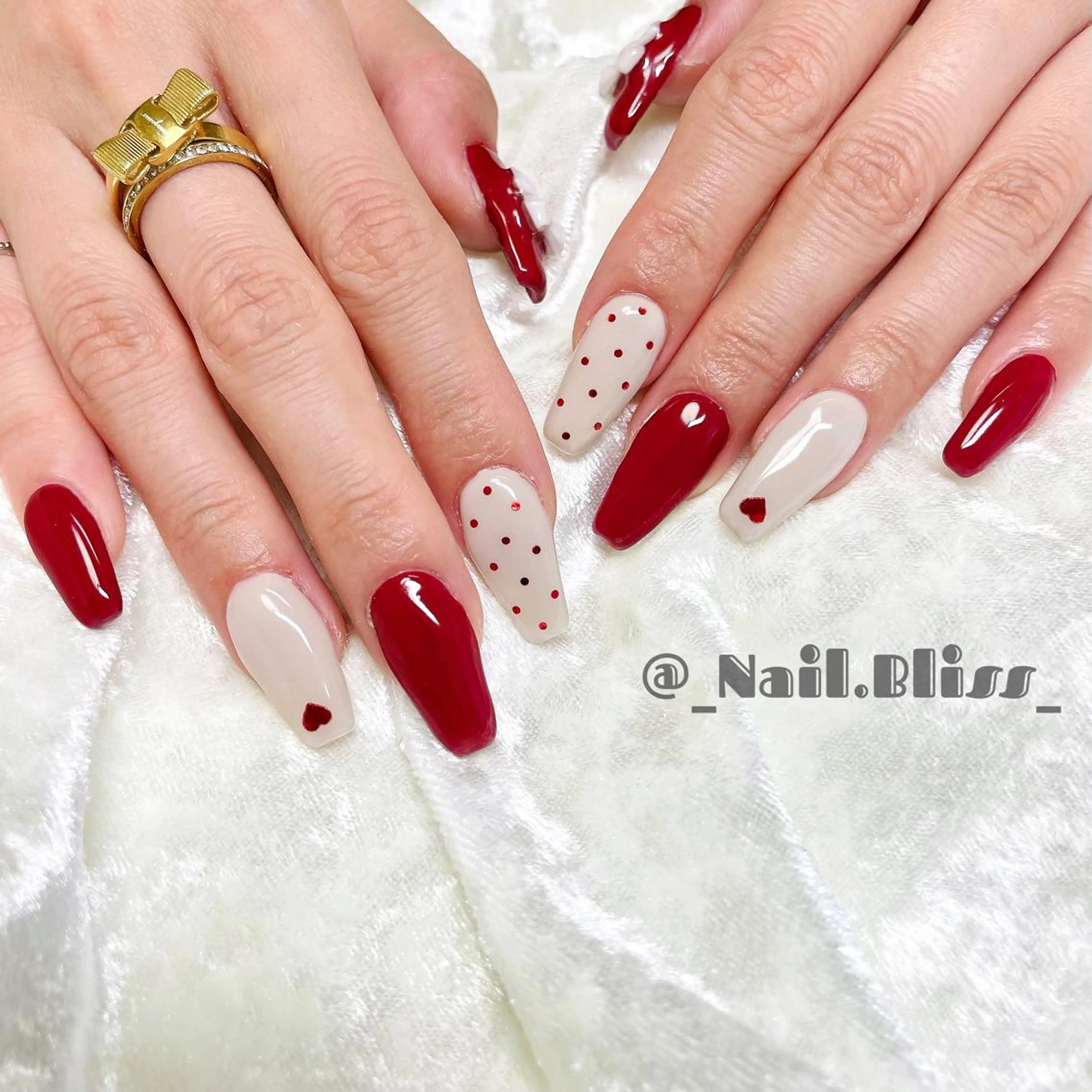 ネイル リボン バレンタイン ハンドネイル NAIL BLISSのネイルデザイン