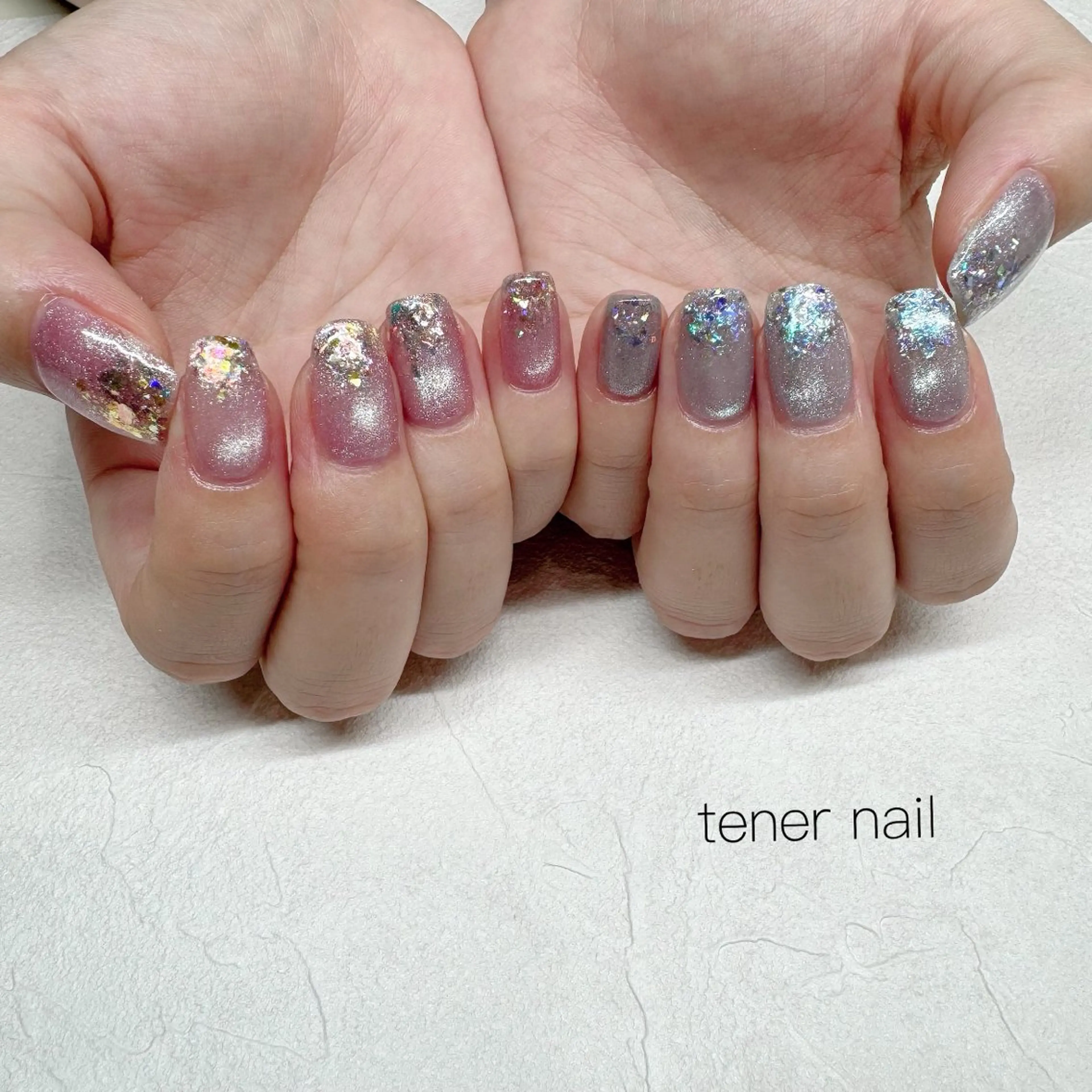 ネイル 水色 ピンク ハンドネイル テネルネイル tener nailのネイルデザイン