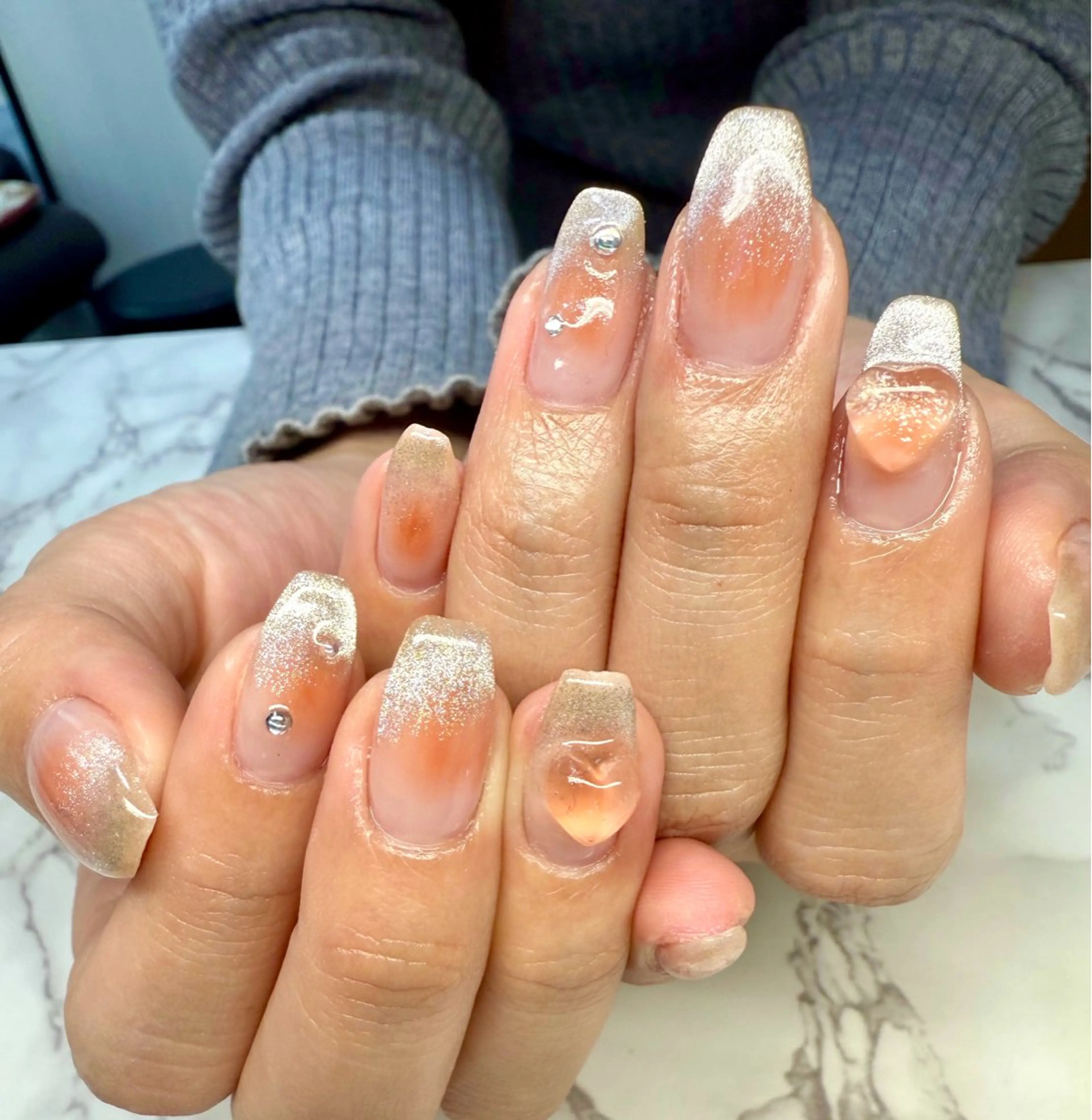 ネイル アートネイル チークネイル フレンチネイル 氷ネイル・うるうるネイル キラキラネイル Mai’s nailのネイルデザイン