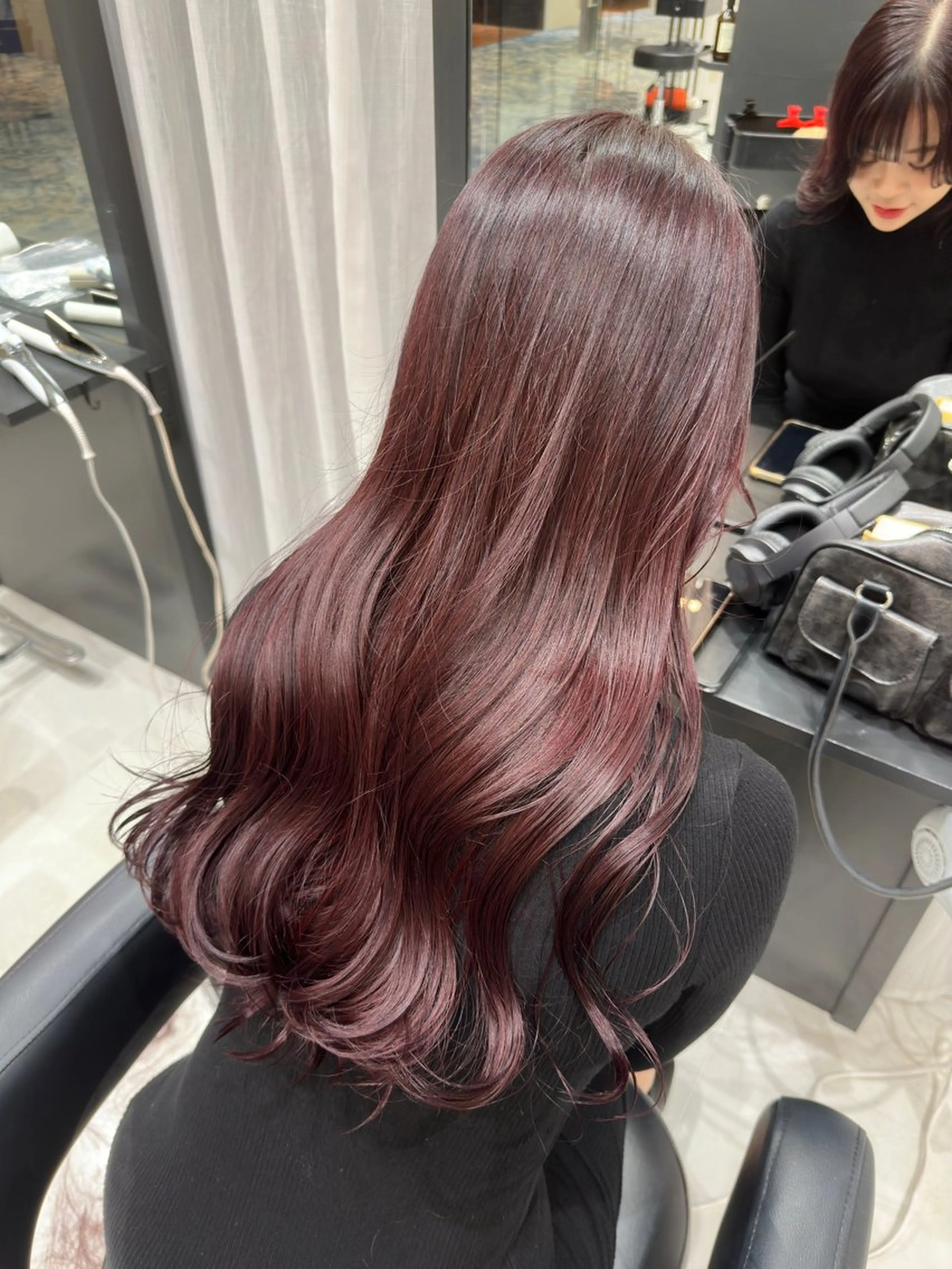 ロング カラー ブラウンカラー ピンクカラー ピンクブラウン レイヤー/グレージュ メンズパーマのヘアスタイル