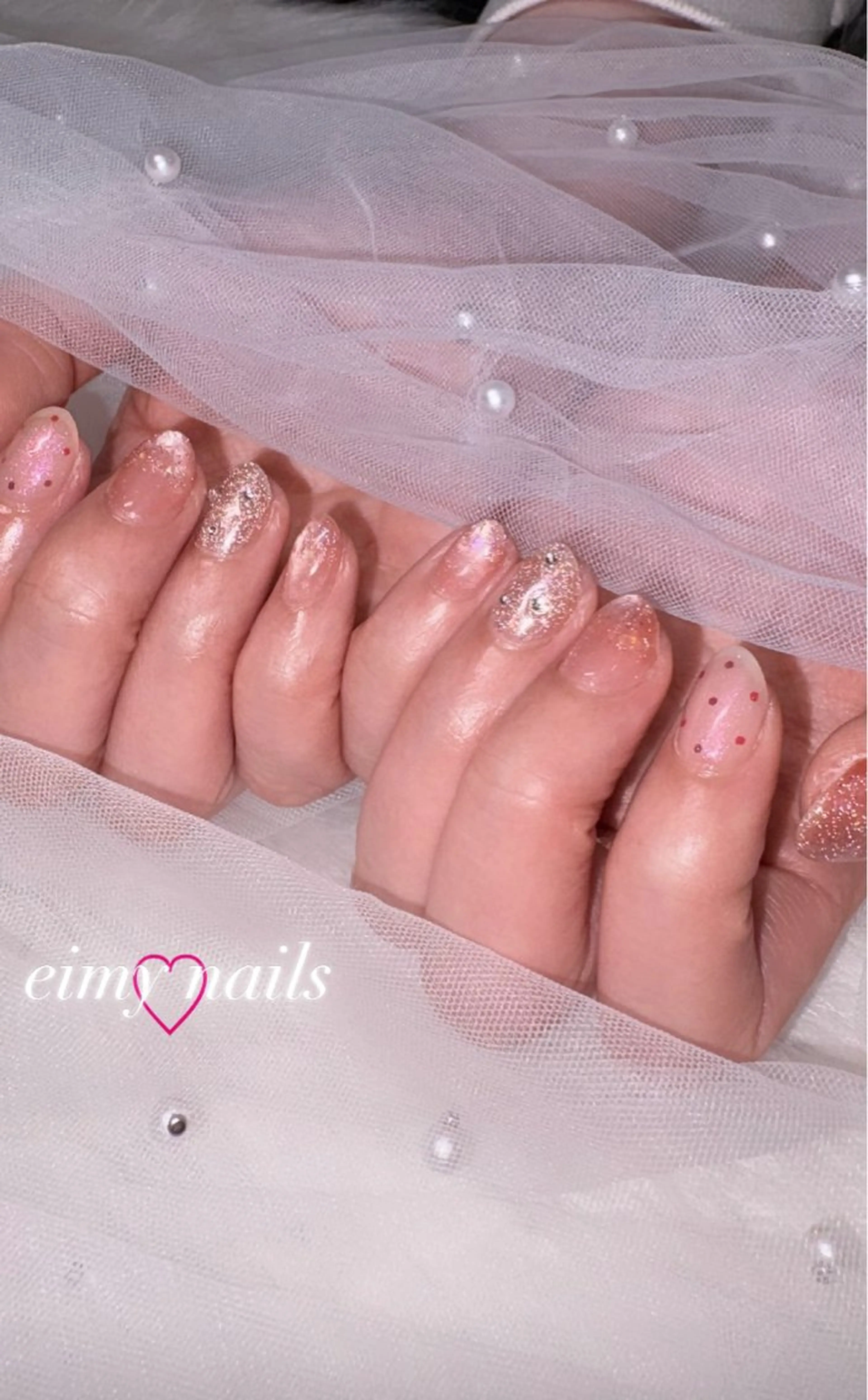 ネイル オーロラネイル ドット フラッシュネイル ラメ(グリッター) マグネットネイル ハンドネイル eimy nails♡のネイルデザイン