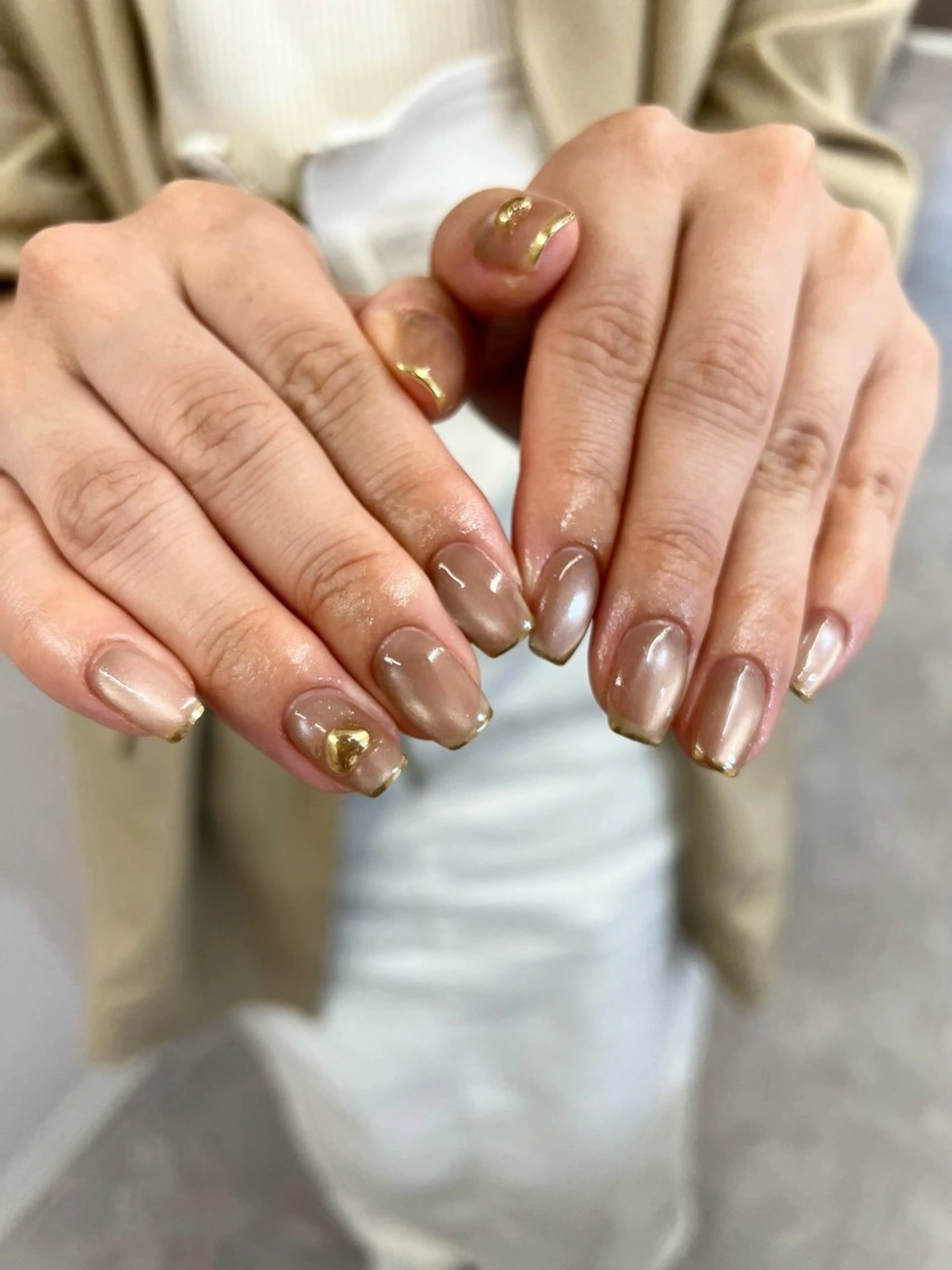 ネイル ジェルネイル ハート マグネットネイル ニュアンスネイル パラジェル ハンドネイル ハンドケア Bana_ Nailのネイルデザイン