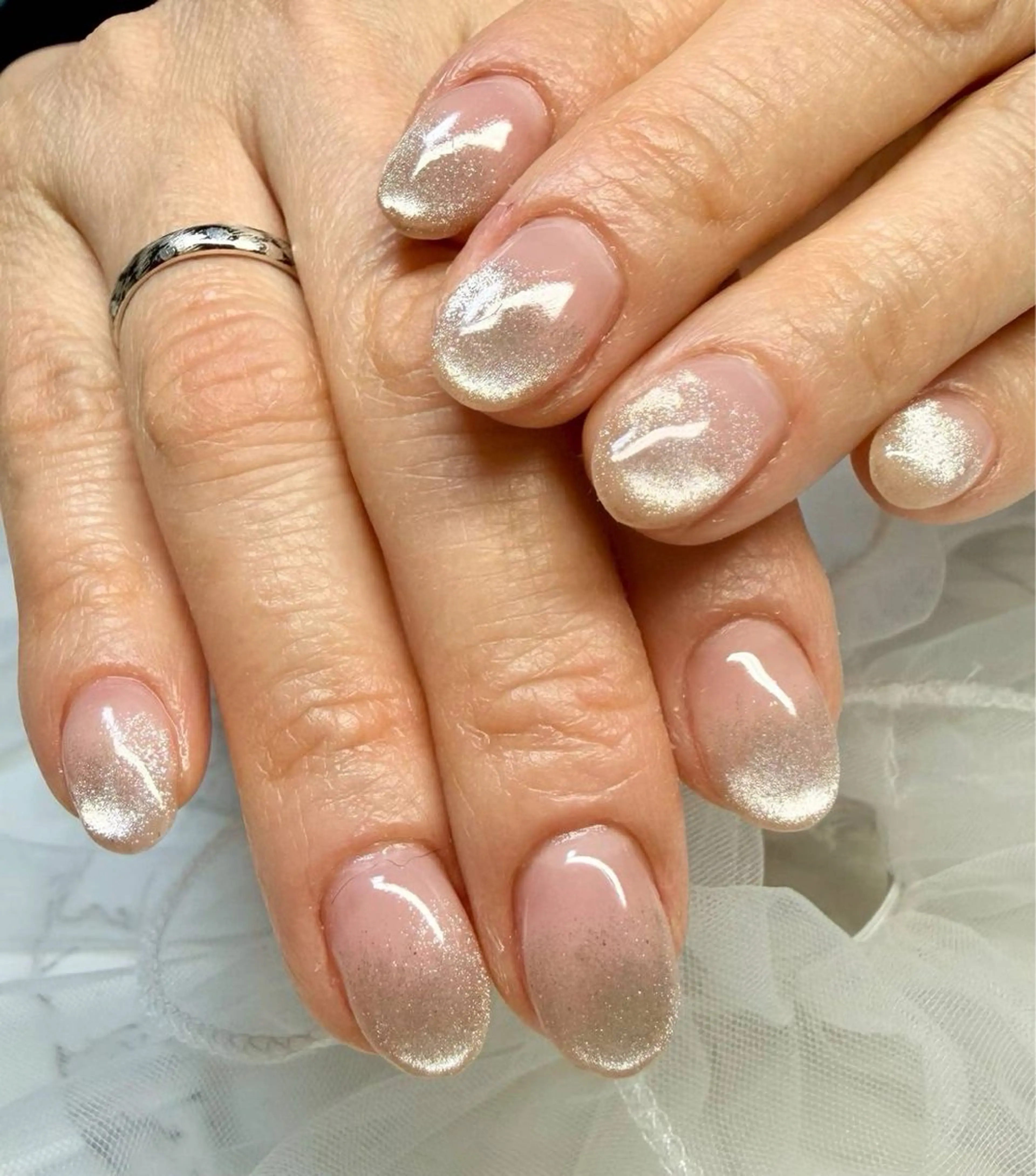 ネイル アートネイル チークネイル フラッシュネイル フラッシュマグ フレンチネイル M.N_ nailのネイルデザイン