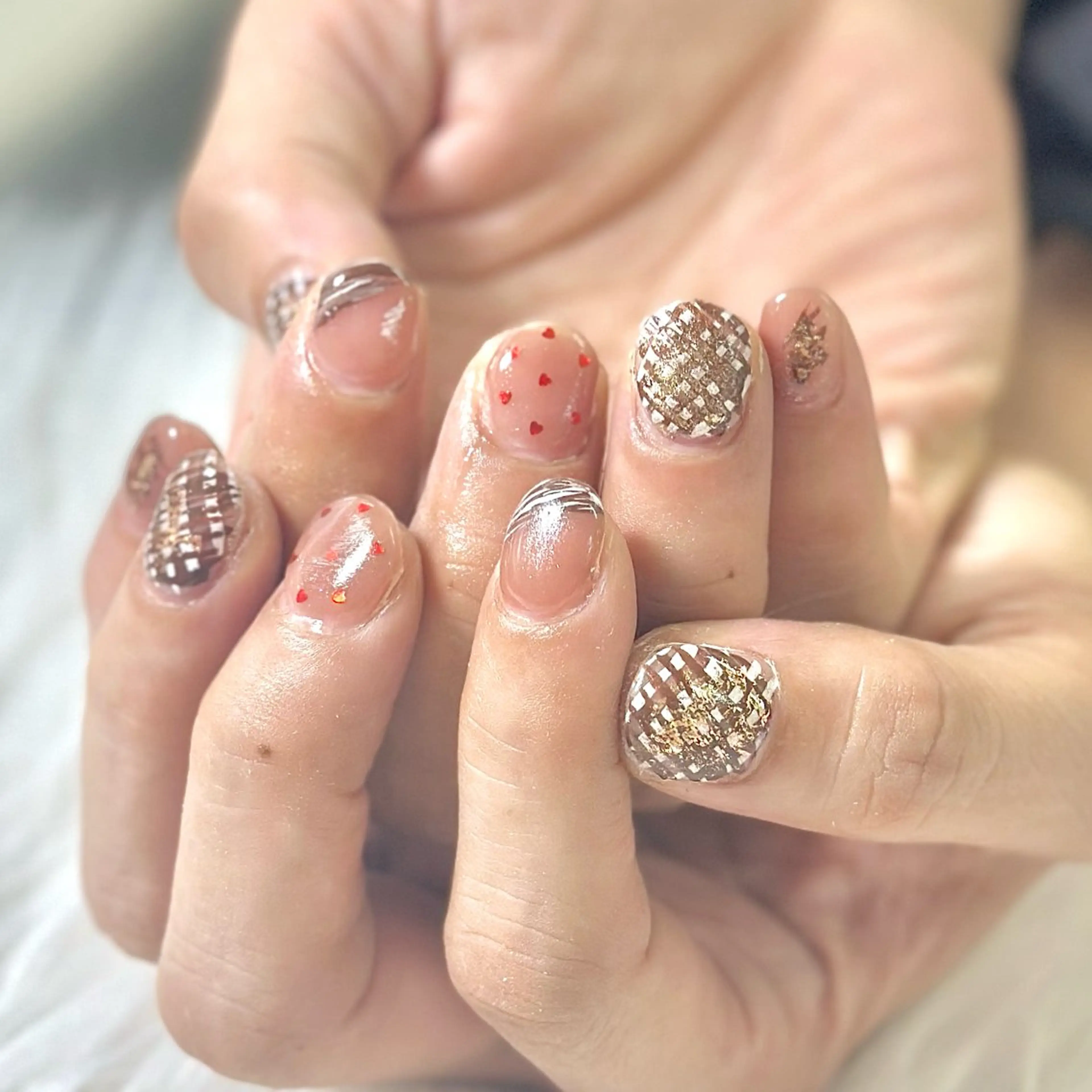 ネイル ドット ハート バレンタイン ハンドネイル Heartnail Hino Reinaのネイルデザイン
