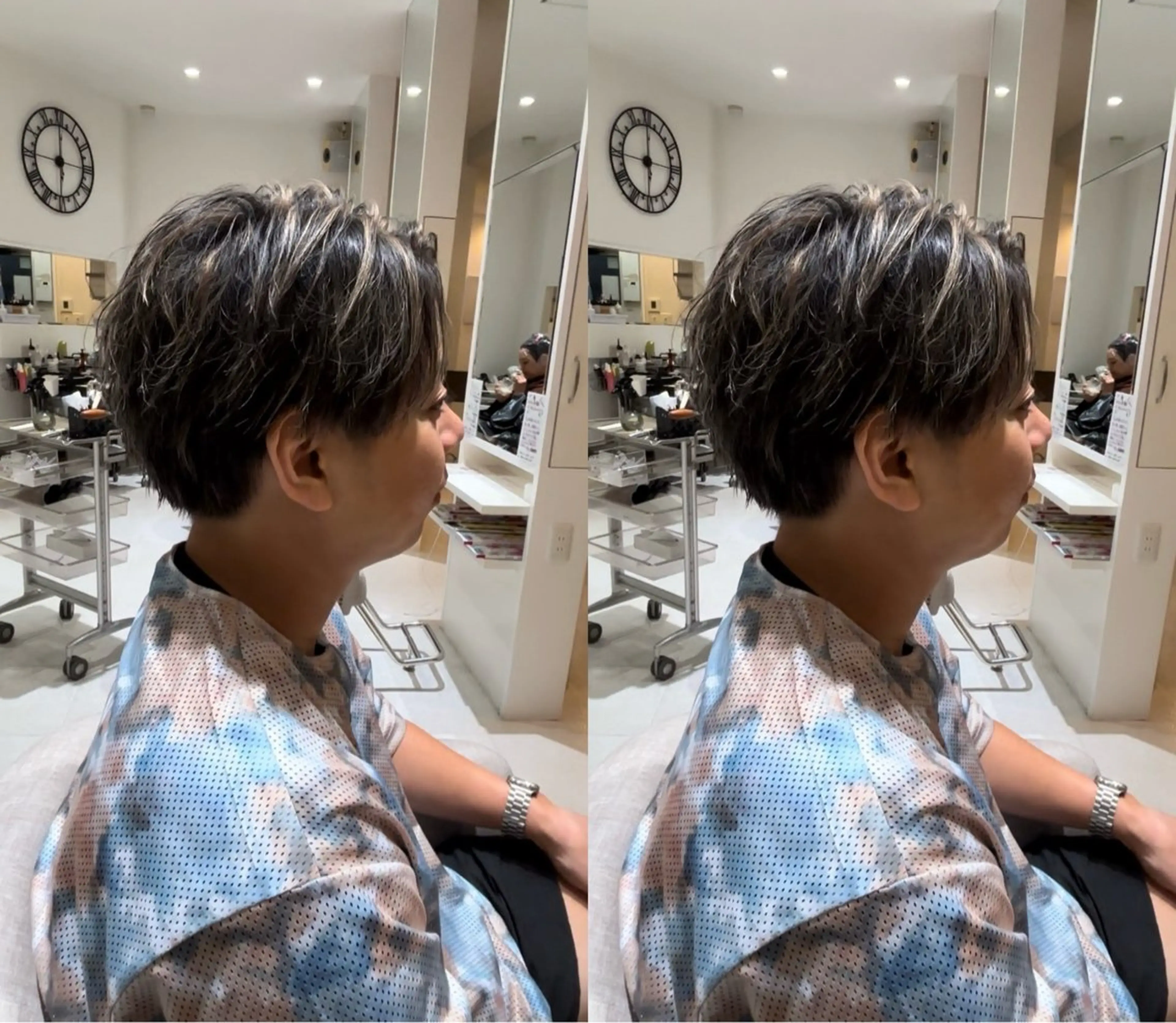 ショート カラー メンズ センターパート メンズハイライト マッシュ ハイライトカラー ハイライト 【20時〜22時】 KENのヘアスタイル