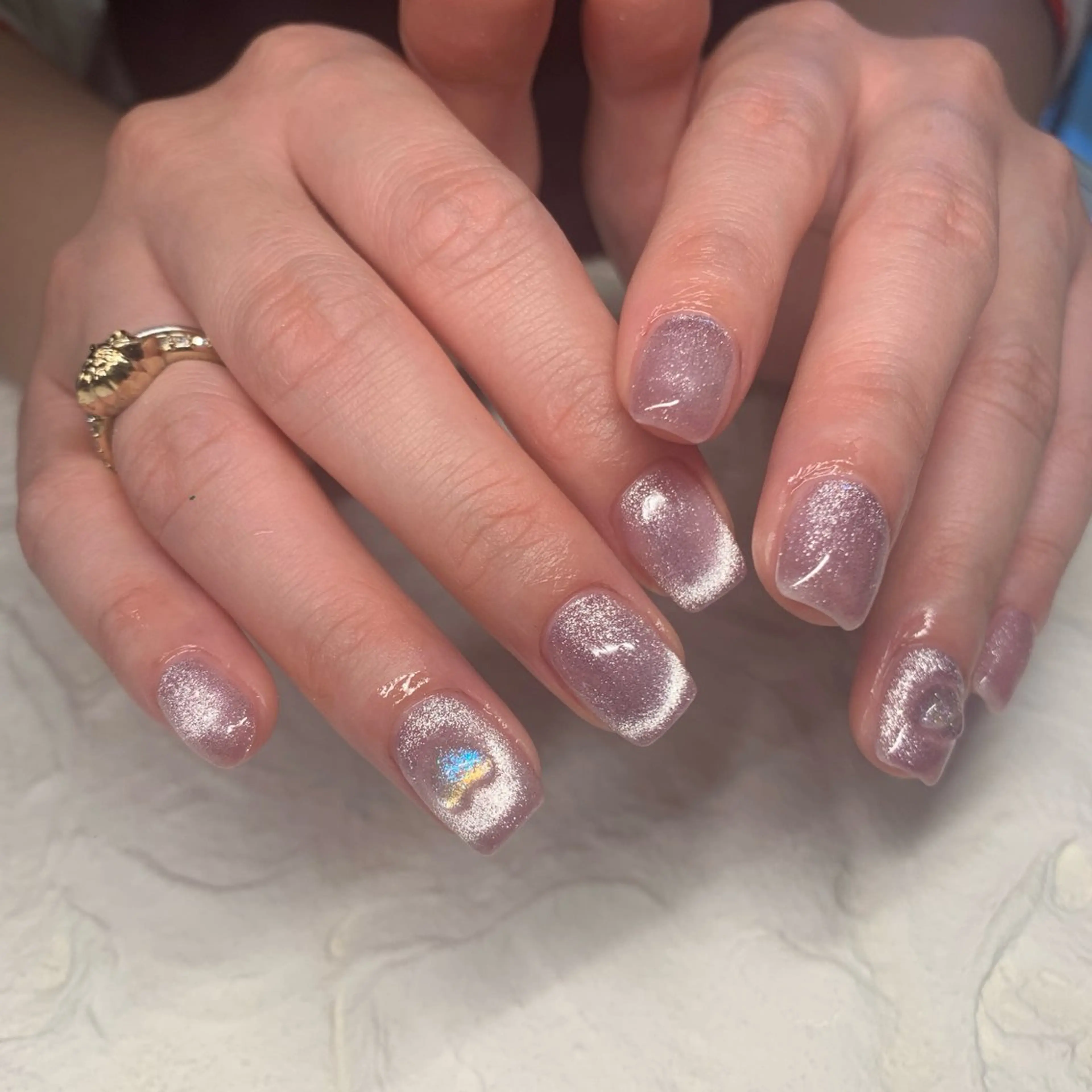 ネイル ハート マグネットネイル 赤色 スカルプネイル ショートネイル ハンドネイル happiness nailのネイルデザイン