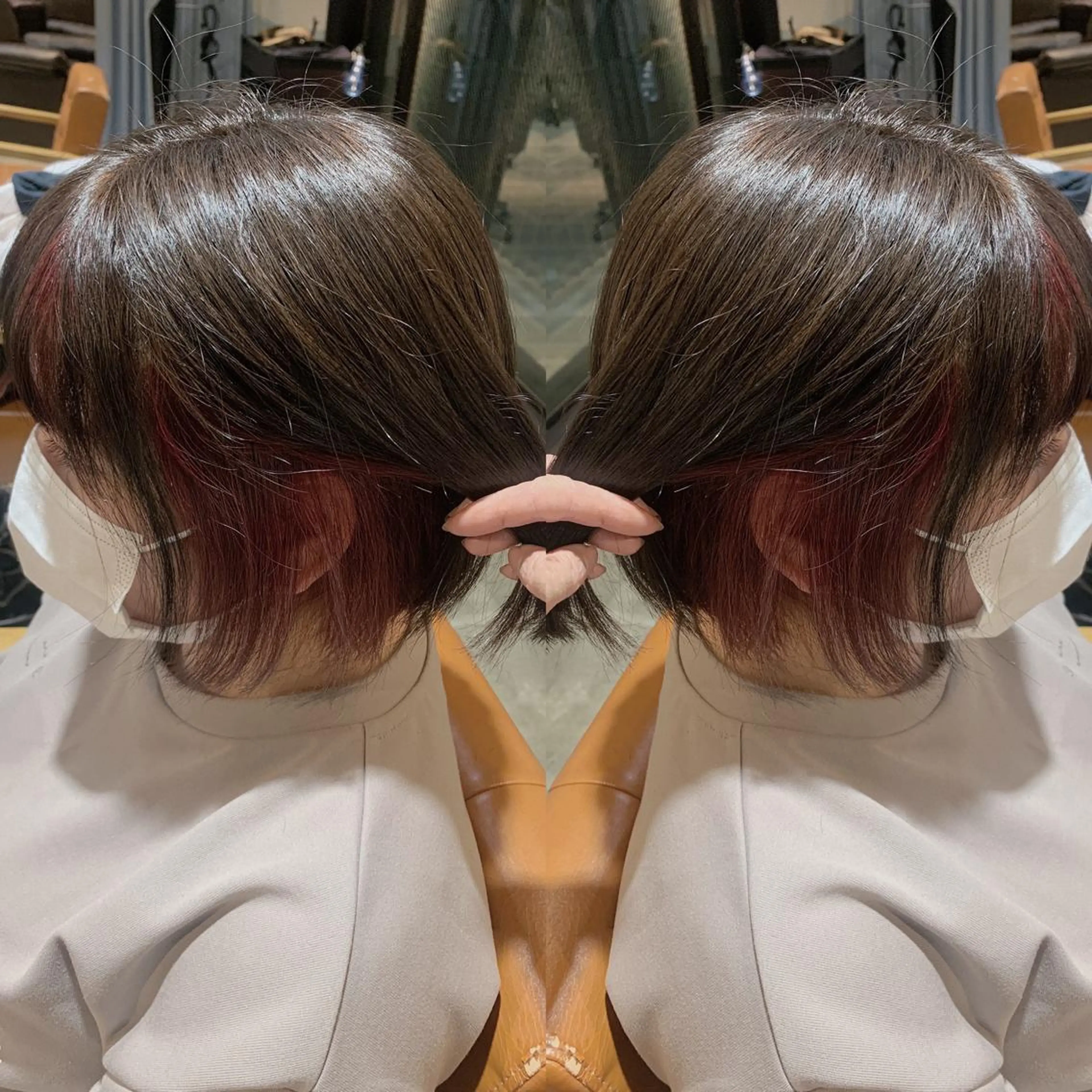 ショート カラー インナーカラー ピンクカラー ピンクパープル パープルカラー 韓国🇰🇷 ✂︎hair 内田愛のヘアスタイル