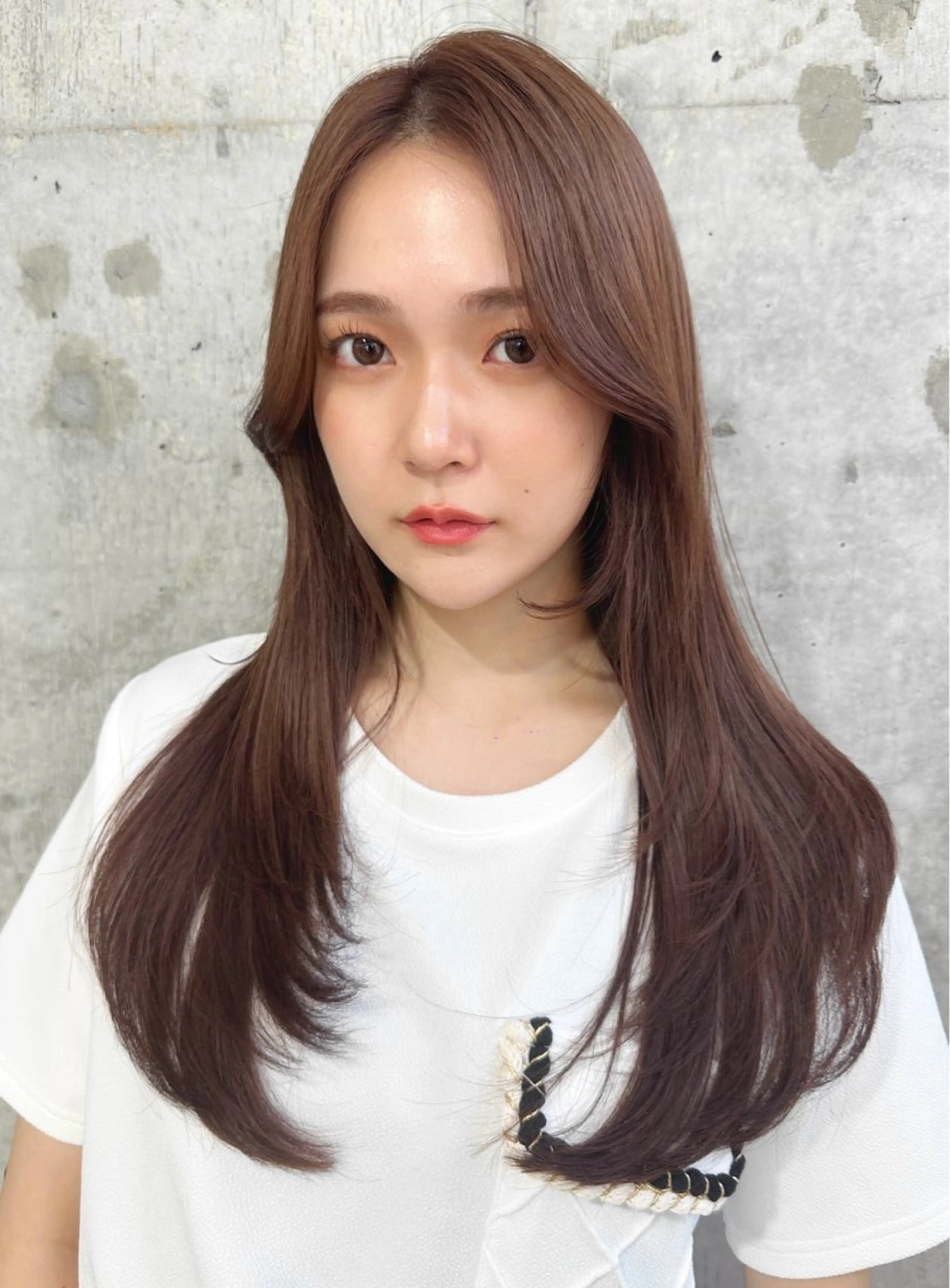 セミロング カラー カット ヘアカラー トリートメント ヘアセット 新宿/韓国レイヤー 髪質改善カラー/角所のヘアスタイル