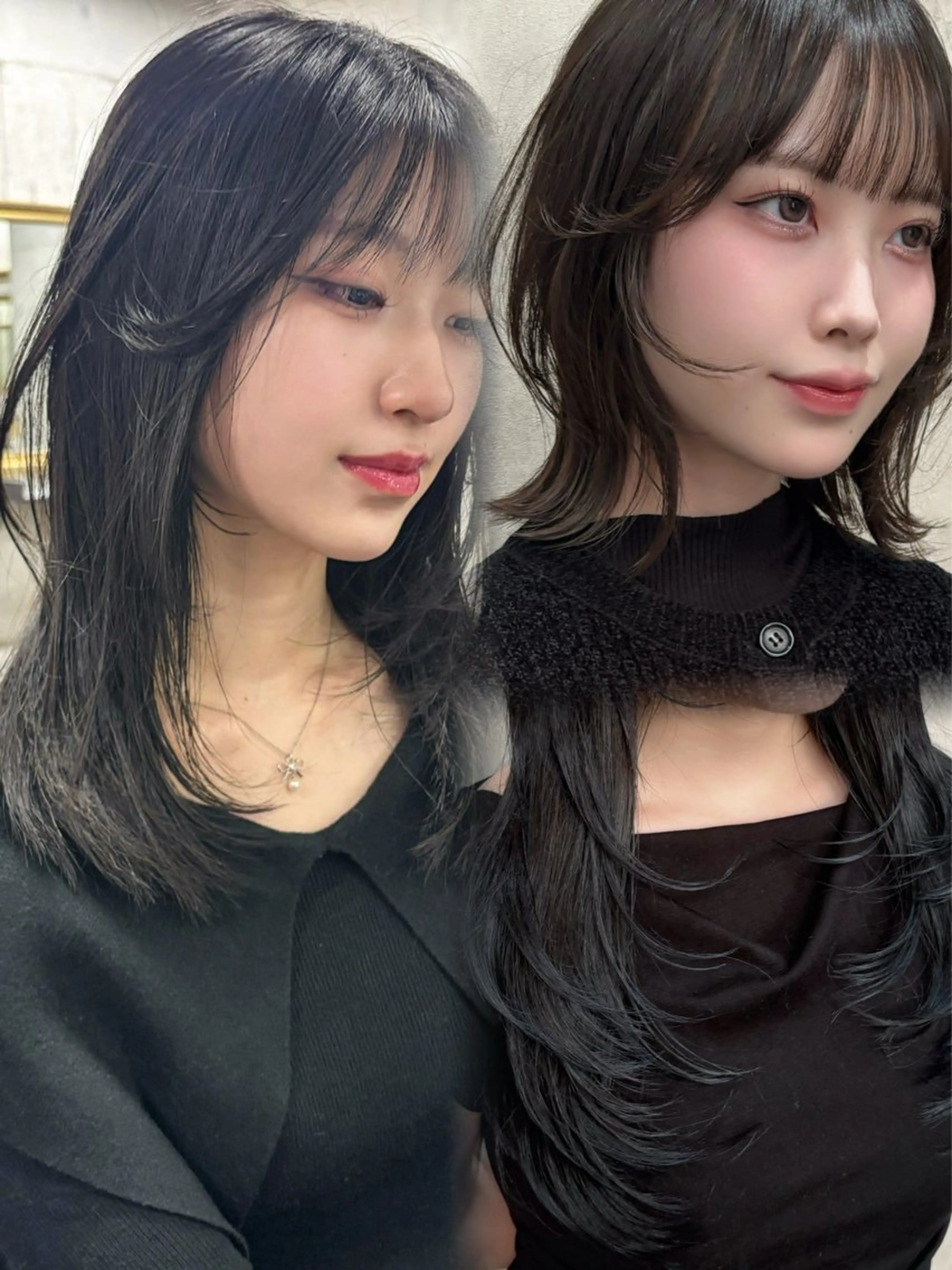 セミロング カラー レイヤーカット カット ヘアカラー トリートメント 🖤顔まわり 盛れヘア⟡アズサ🖤のヘアスタイル