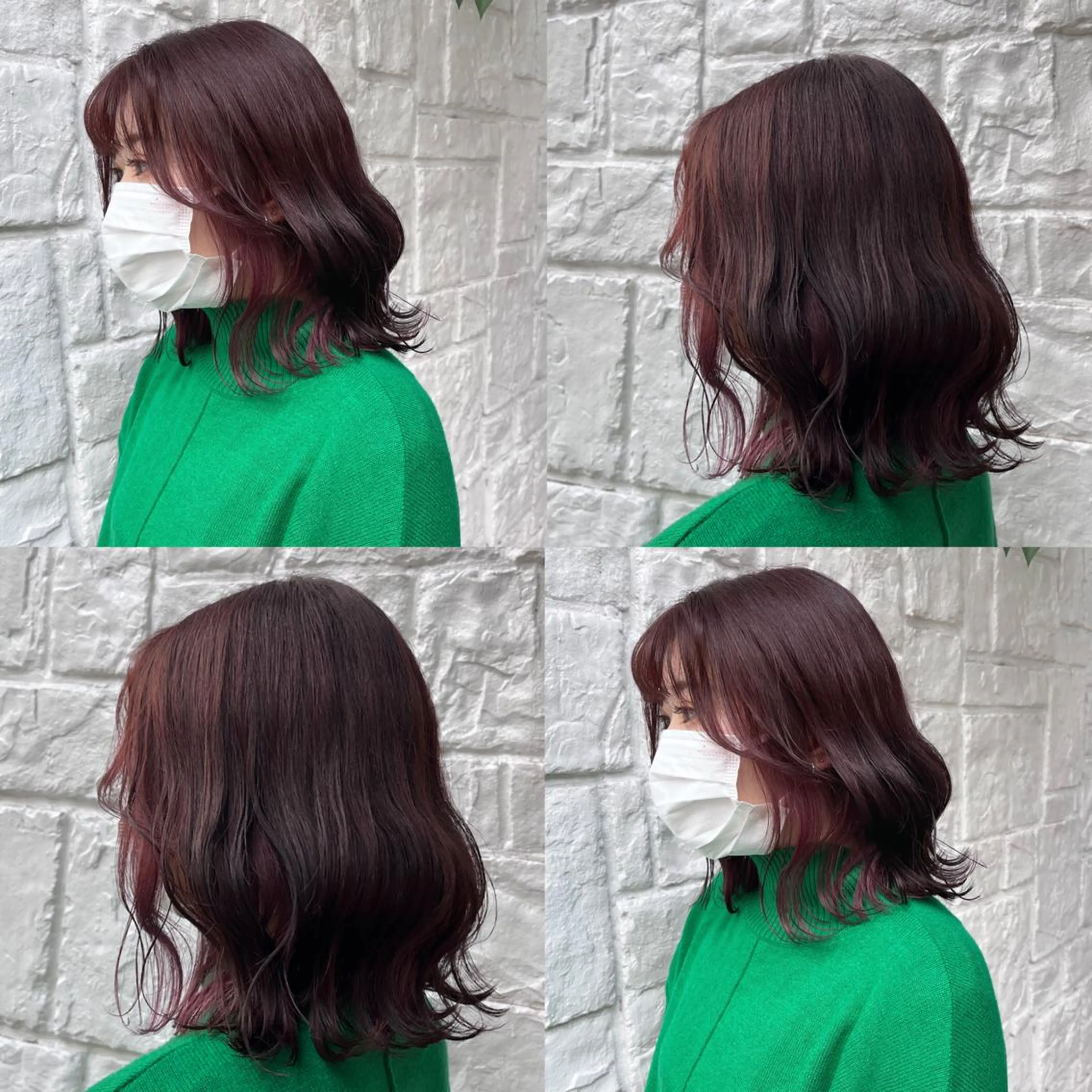 ミディアム カラー ブラウンカラー インナーカラー ピンクカラー ピンクブラウン カジュアルを女っぽく 𝗮𝘆𝗮𝗰𝗼のヘアスタイル