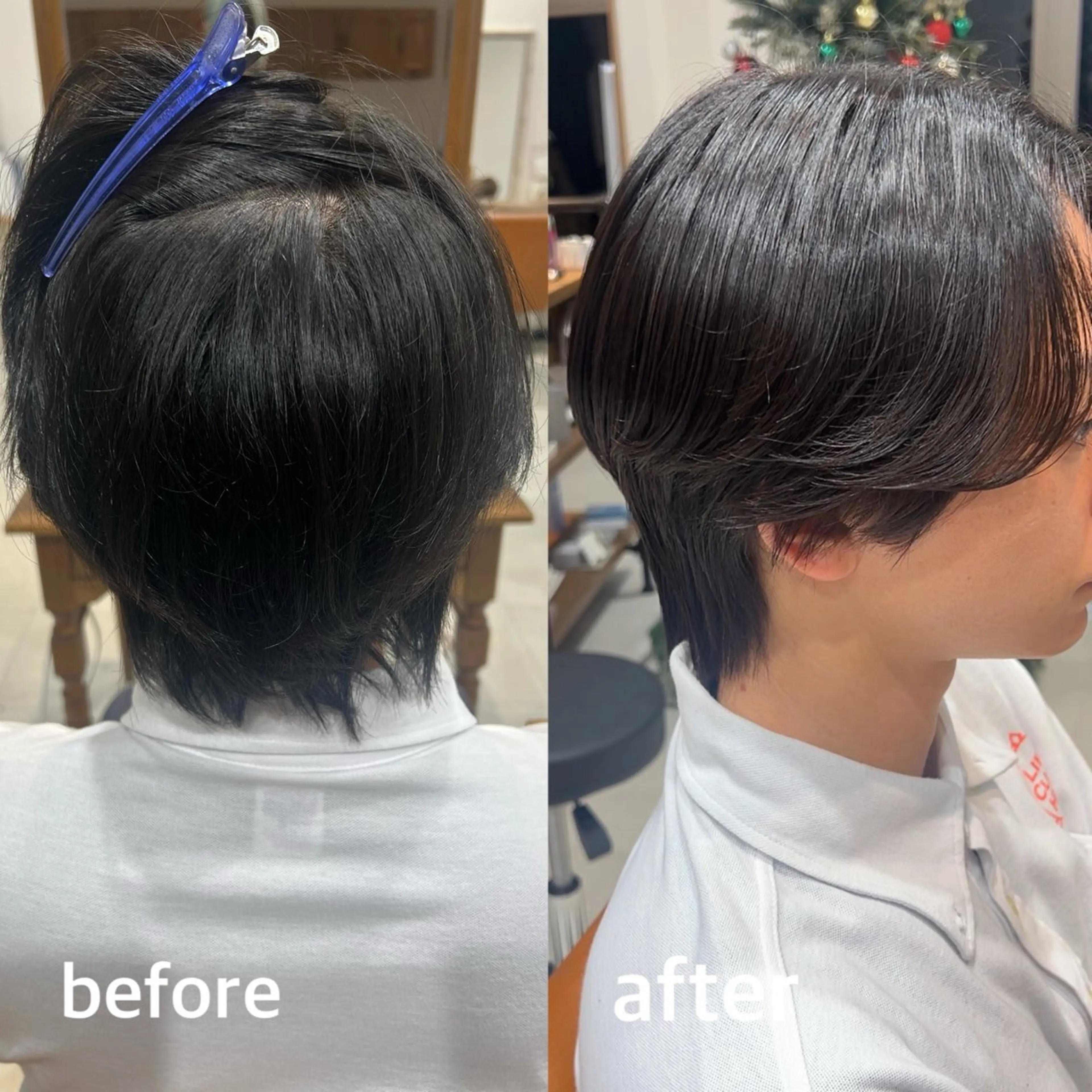 パーマ メンズ センターパート 縮毛矯正 縮毛矯正 🫧ボブ/艶髪カラー 伊原修子のヘアスタイル