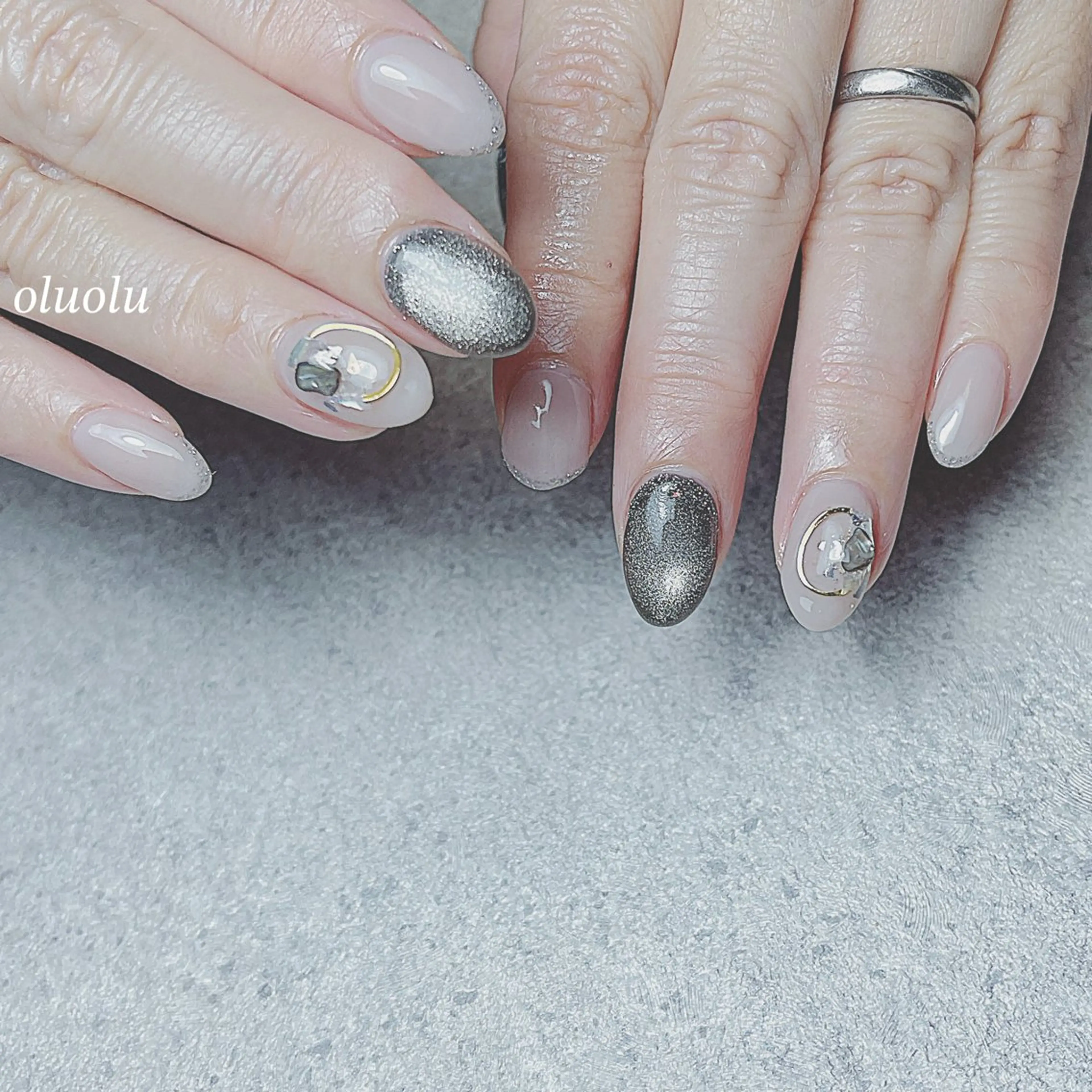 ネイル アートネイル フットネイル マグネットネイル ニュアンスネイル ツイードネイル ハンドネイル 大村 紬華のネイルデザイン