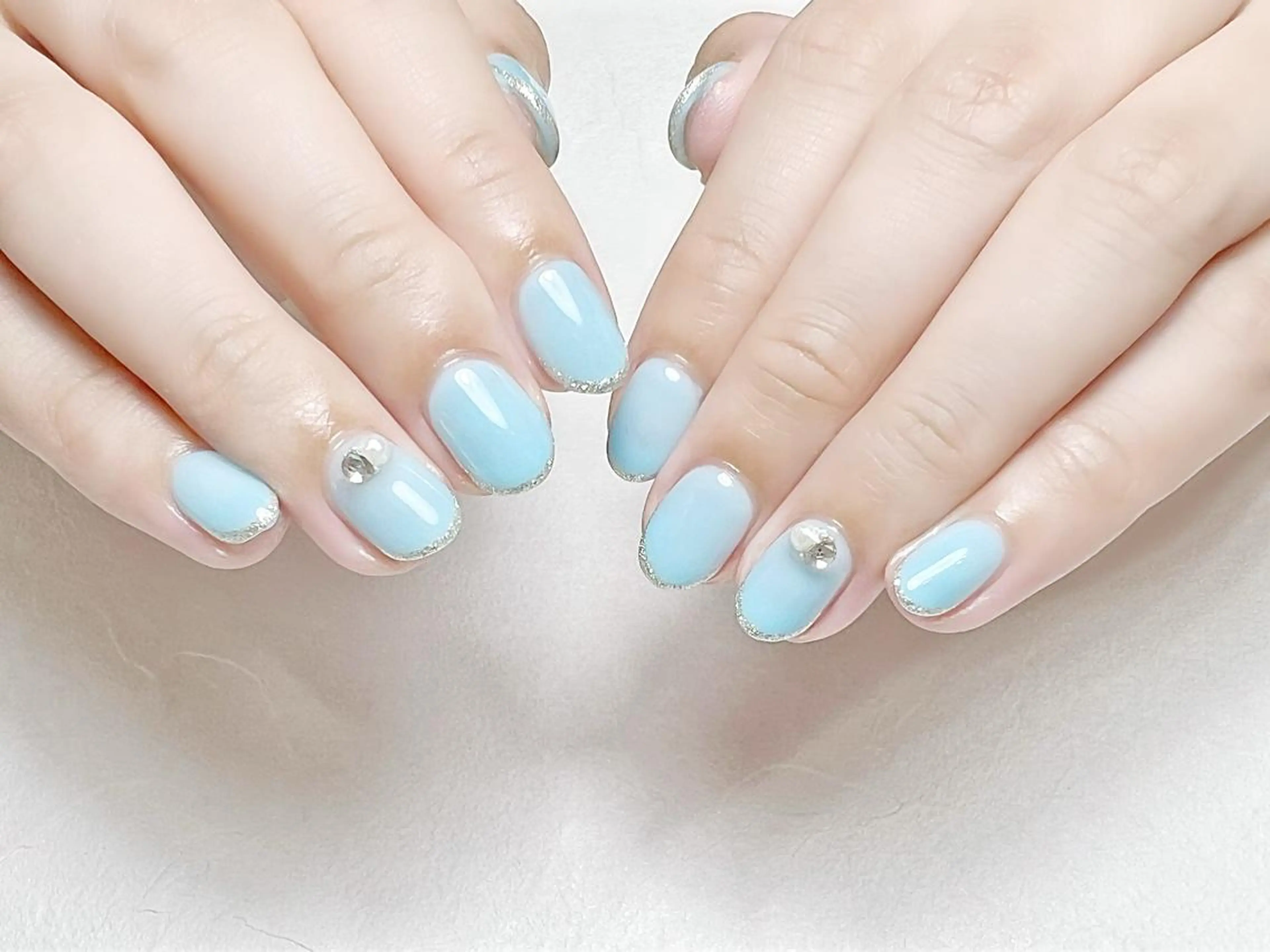 ネイル ブルー ガーリー ラメ(グリッター) オフィスネイル rouse nail RISATOのネイルデザイン