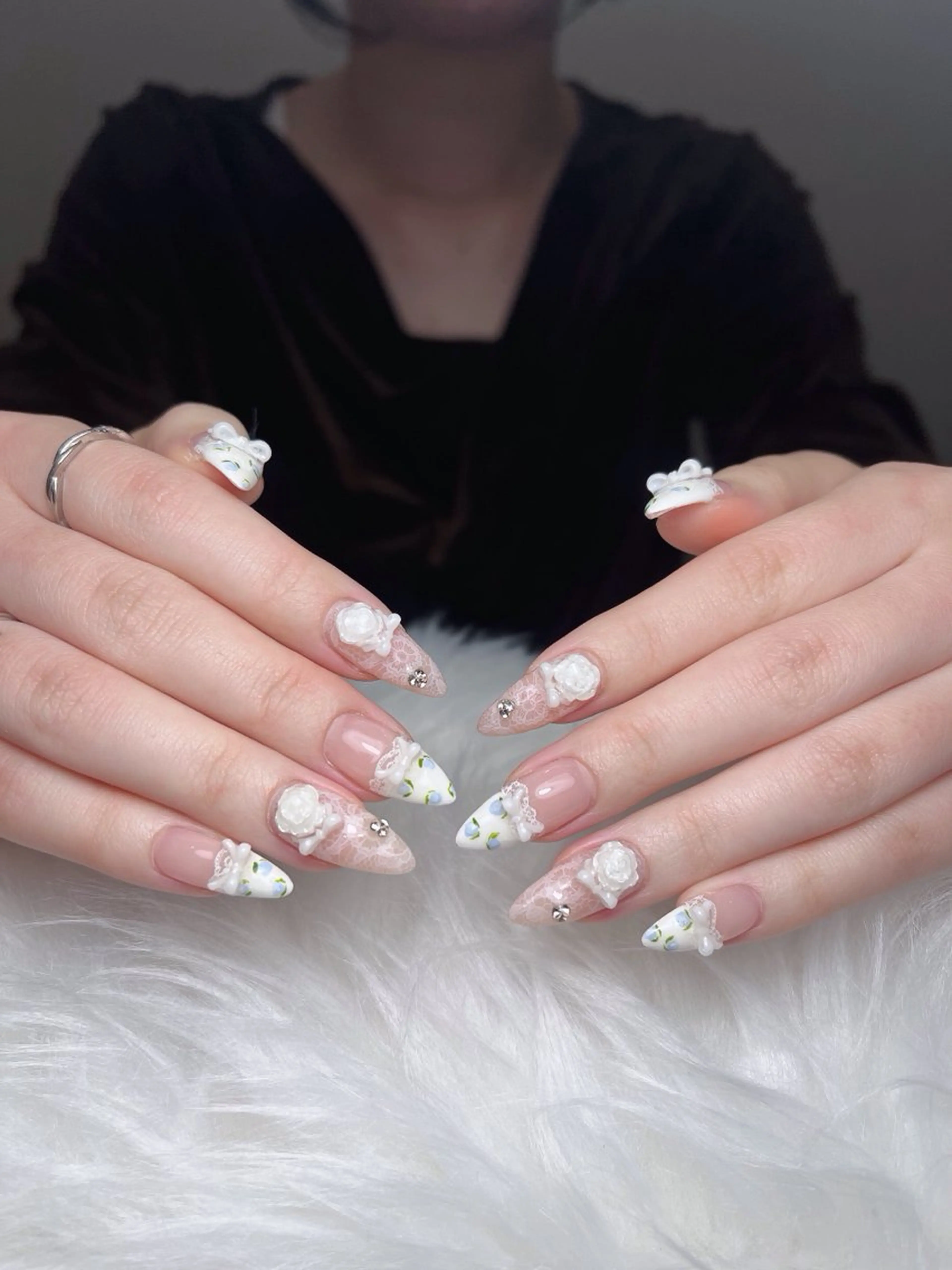 ネイル オーロラネイル ボルドー ブラウン 氷ネイル・うるうるネイル キラキラネイル ハンドネイル Sora  Nail 長さ出し専門店のネイルデザイン
