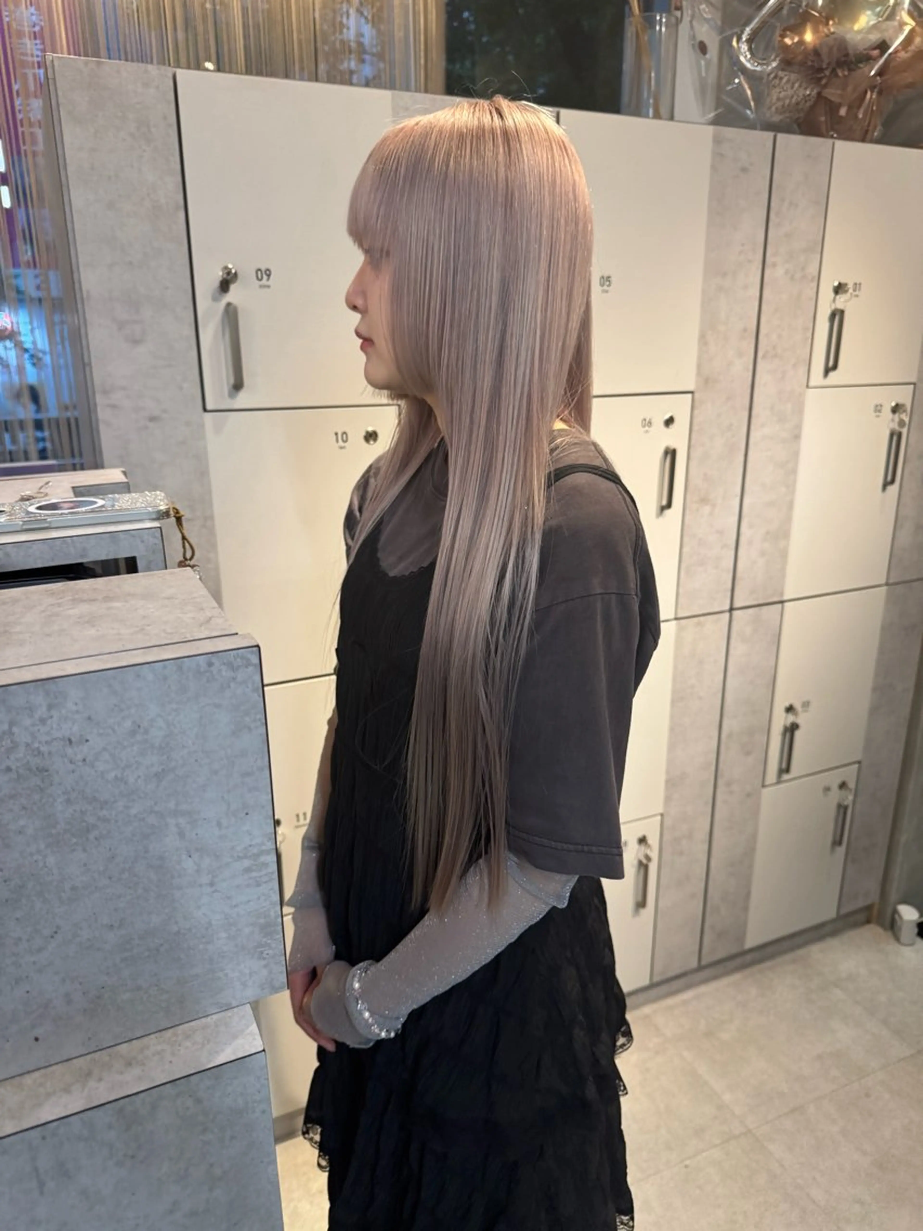 ロング カラー ブリーチ 福岡縮毛矯正 ブリーチなしカラーのヘアスタイル