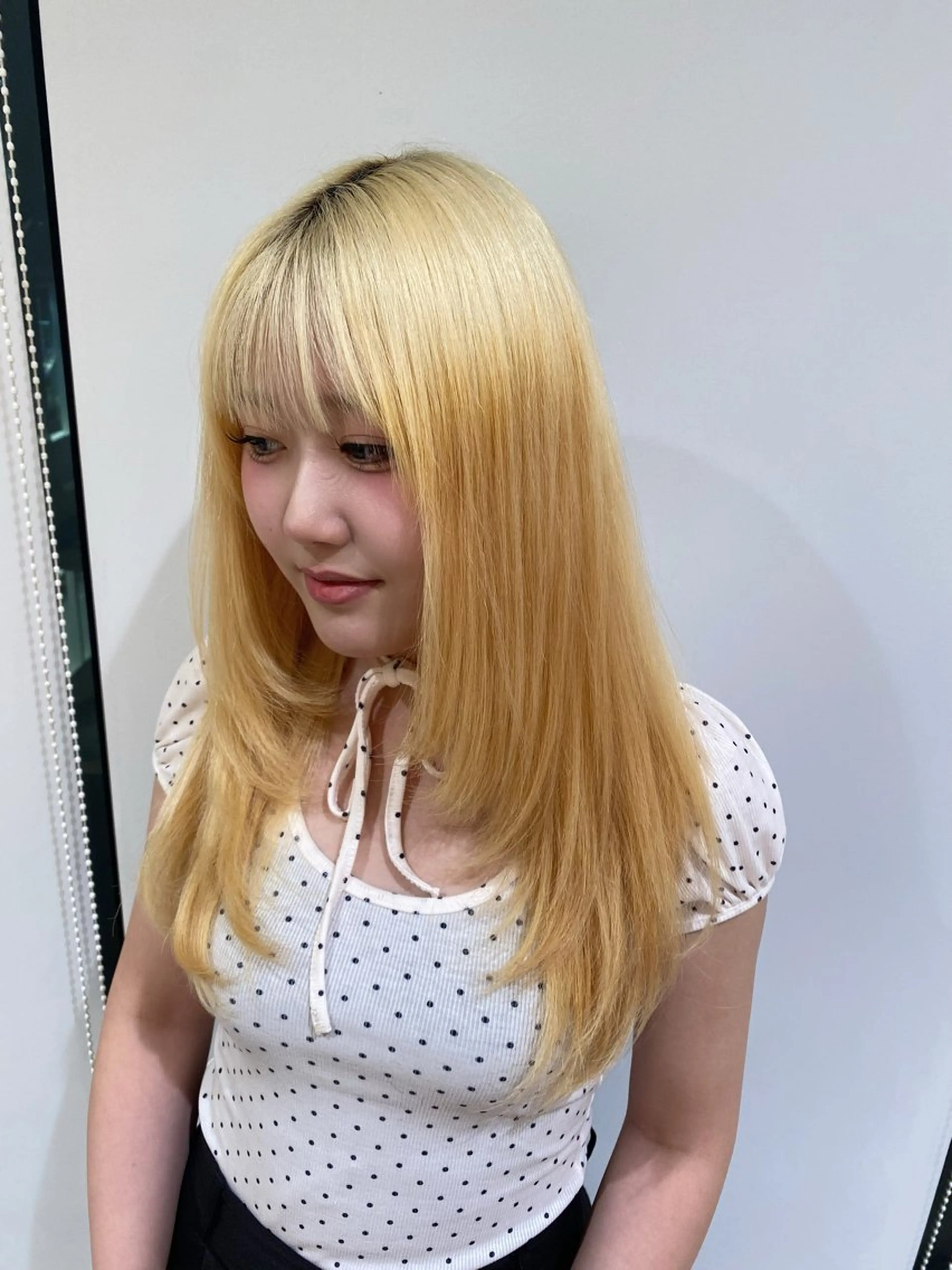 ロング 顔周りカット レイヤーカット 朴 鈴香のヘアスタイル